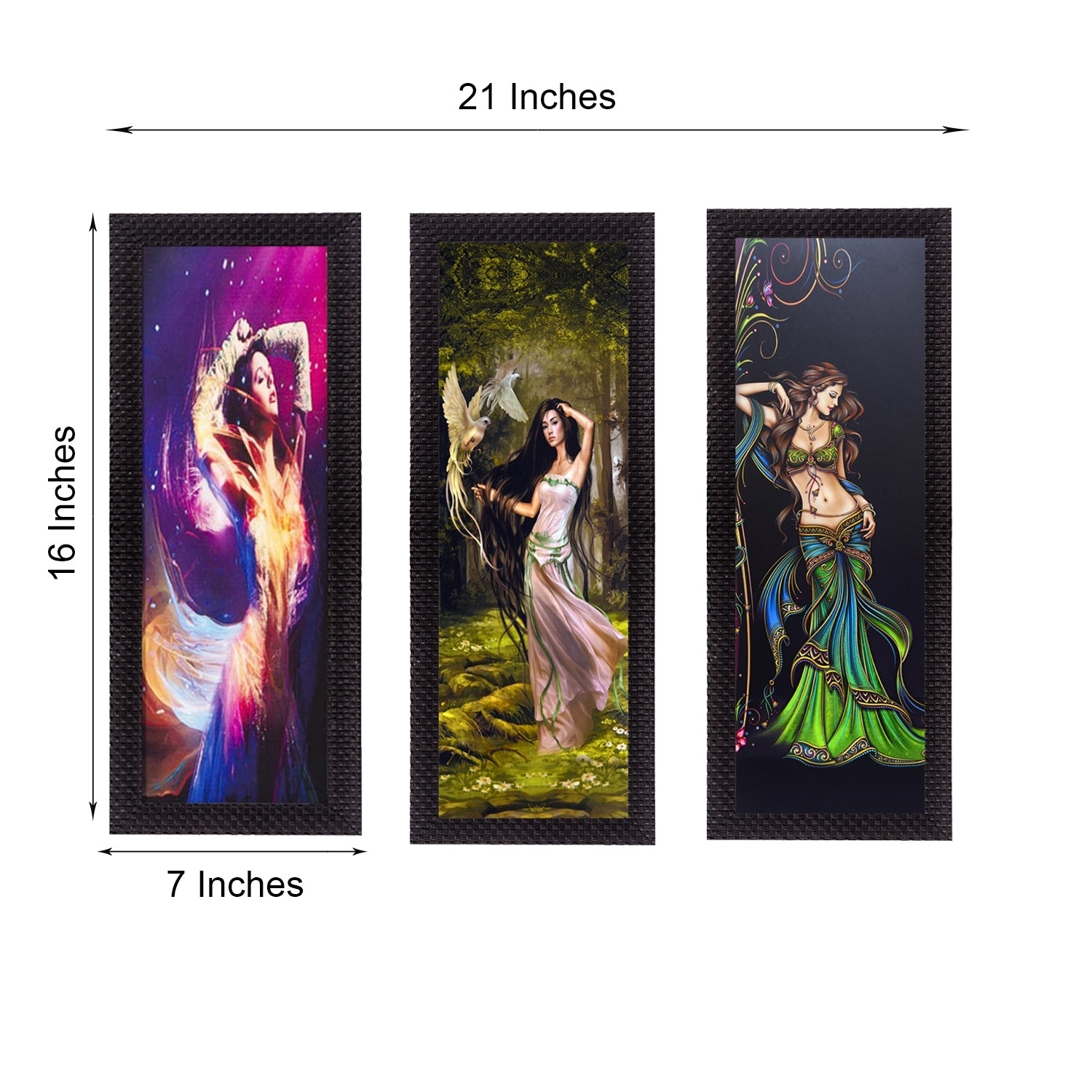 Set Of 3 Dancing Angels Satin Matt Texture UV Art Painting 2