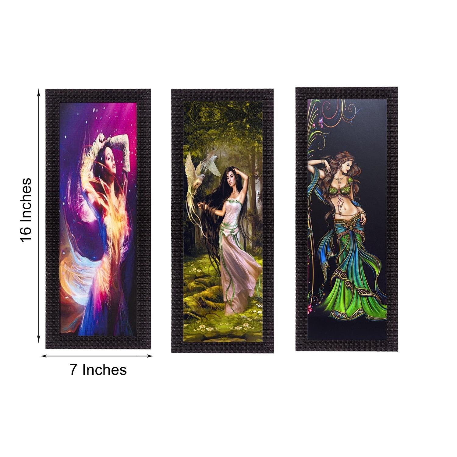 Set Of 3 Dancing Angels Satin Matt Texture UV Art Painting 3