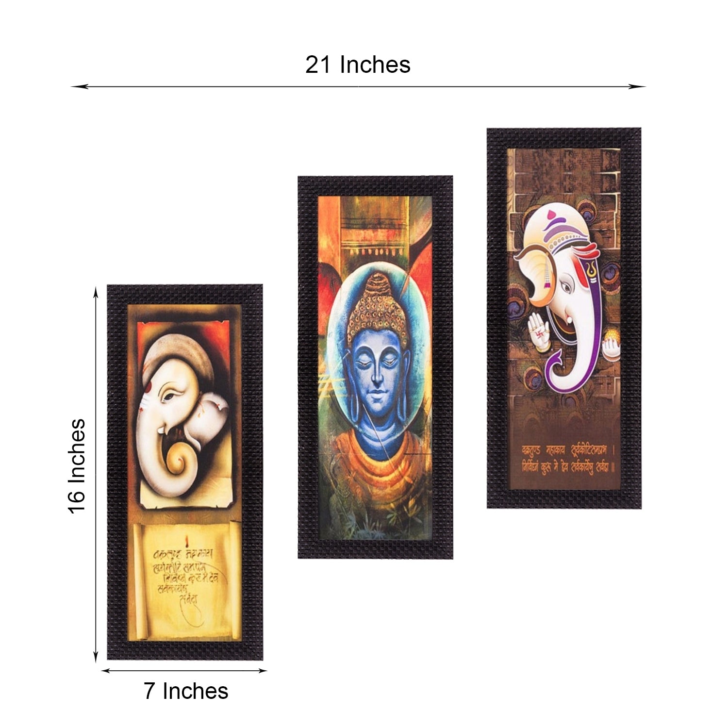 Set Of 3 Ganesha & Buddha Satin Matt Texture UV Art Painting 2