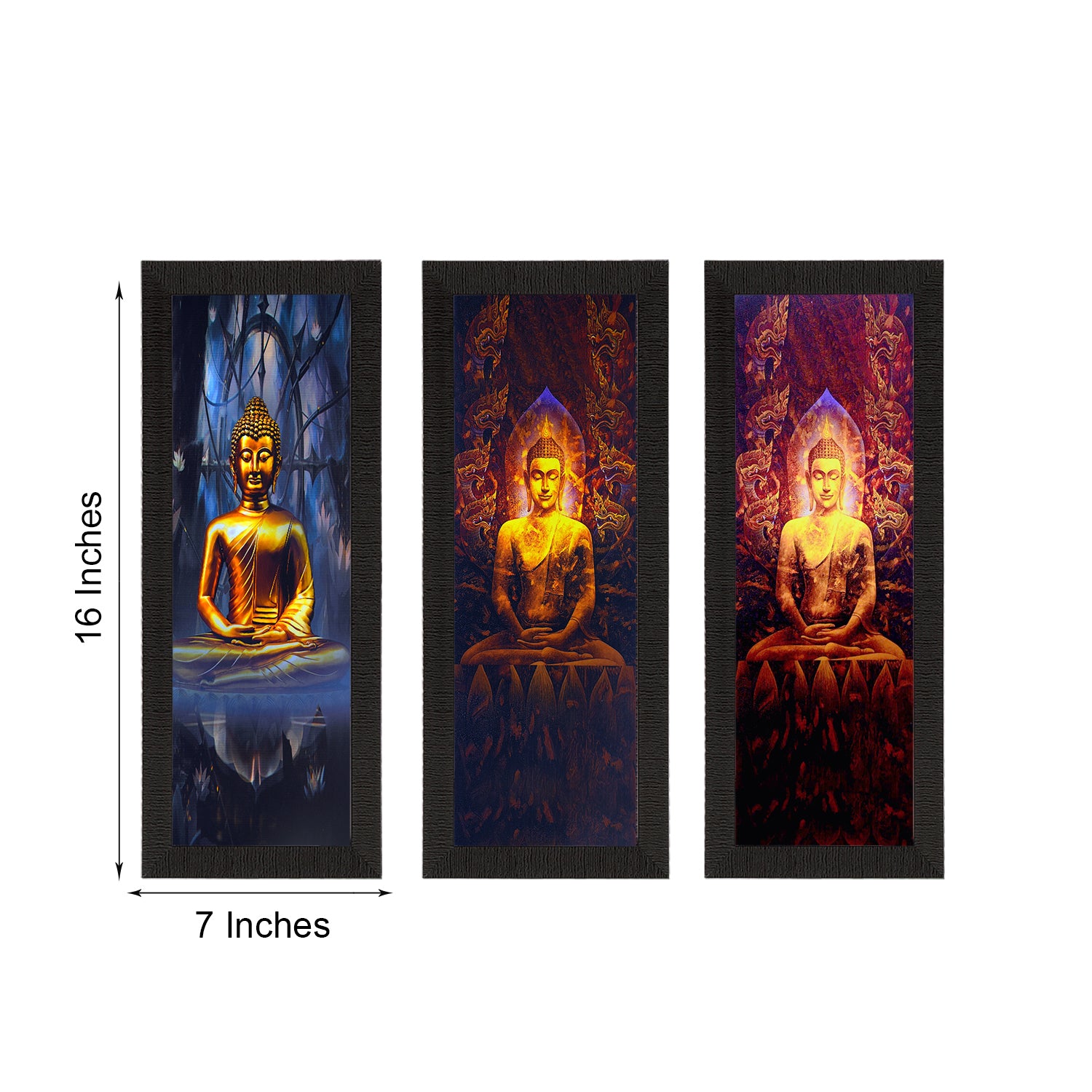 Set Of 3 Lord Buddha Satin Matt Texture UV Art Painting 3