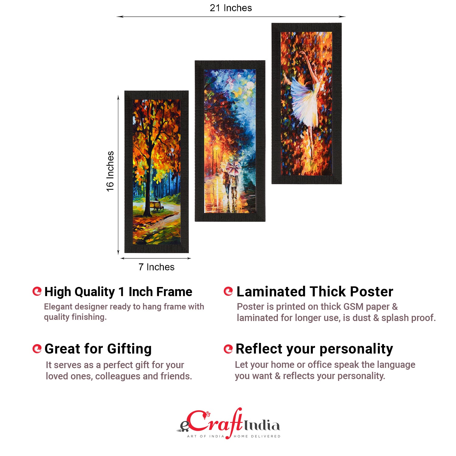Set Of 3 Couple Love Moments Satin Matt Texture UV Art Painting 2