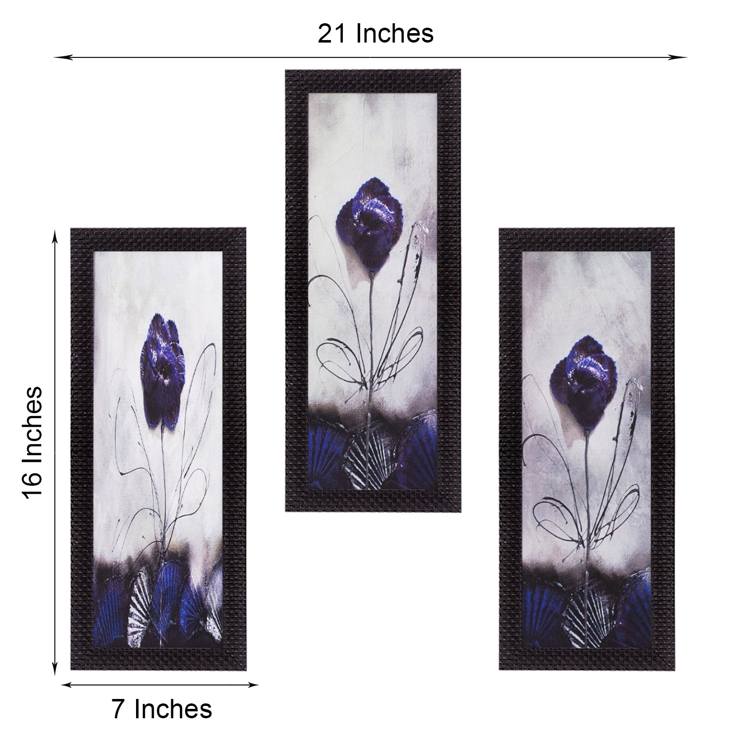 Set Of 3 Decorative Floral Botanical Pot Satin Matt Texture UV Art Painting 2