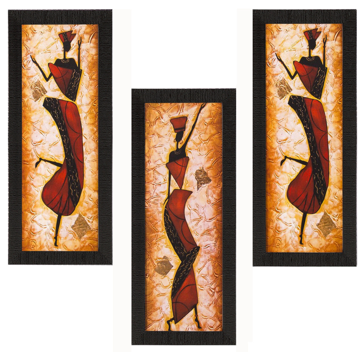 Set Of 3 Dancing Lady Satin Matt Texture UV Art Painting