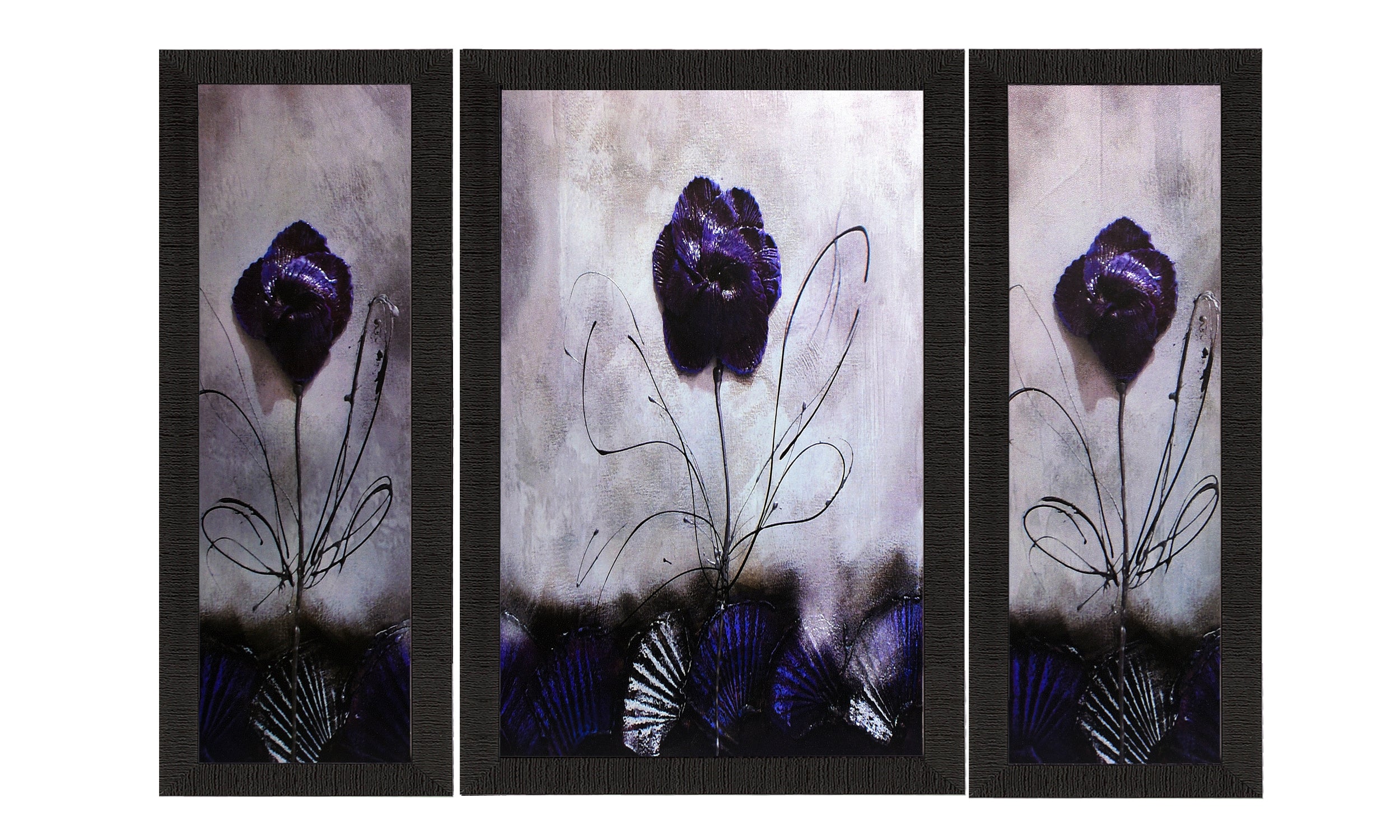 Set Of 3 Glossy Purple Satin Matt Texture UV Art Painting