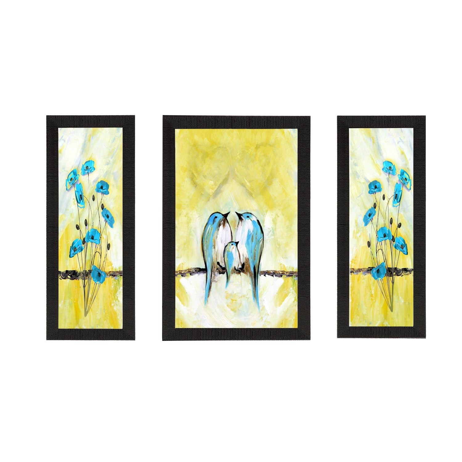 Set of 3 Flying Birds Satin Matt Texture UV Art Painting
