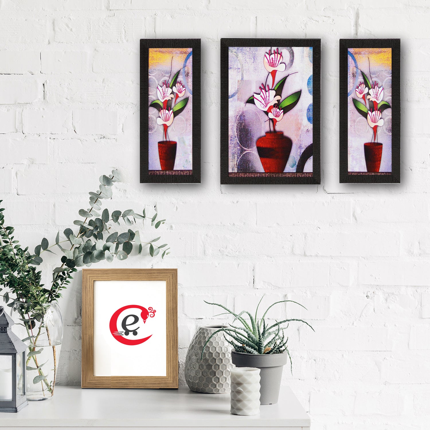 Set Of 3 Botanical Floral Satin Matt Texture UV Art Painting 1