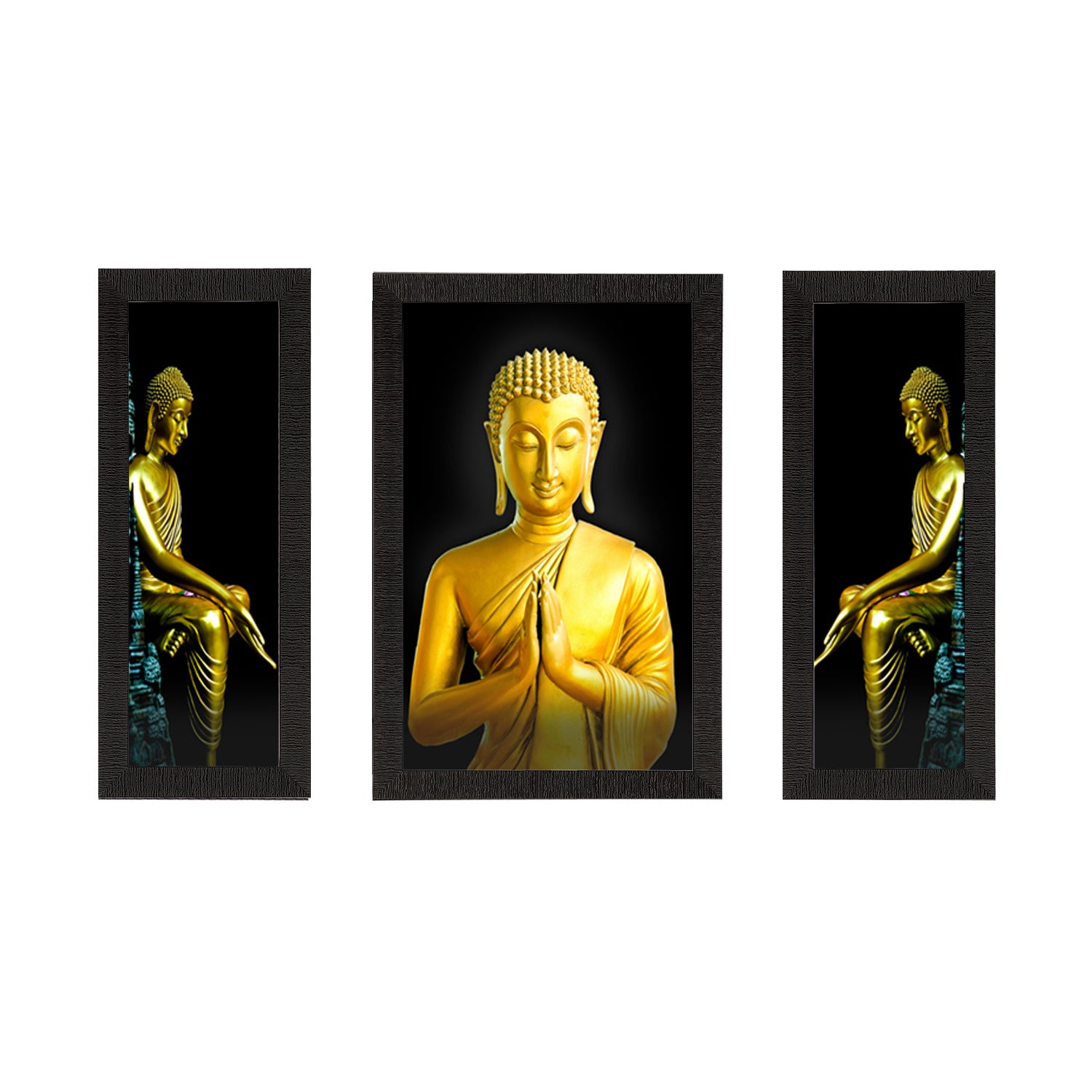 Set of 3 Lord Buddha Satin Matt Texture UV Art Painting