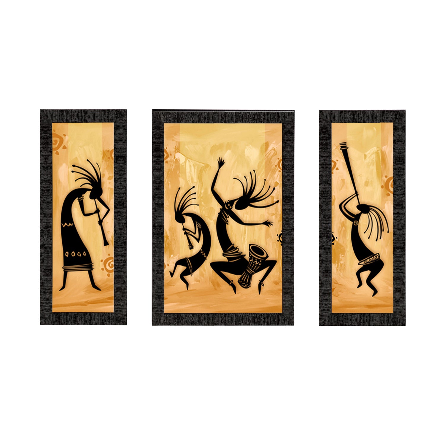 Set of 3 Abstract Dancing Creatures Satin Matt Texture UV Art Painting