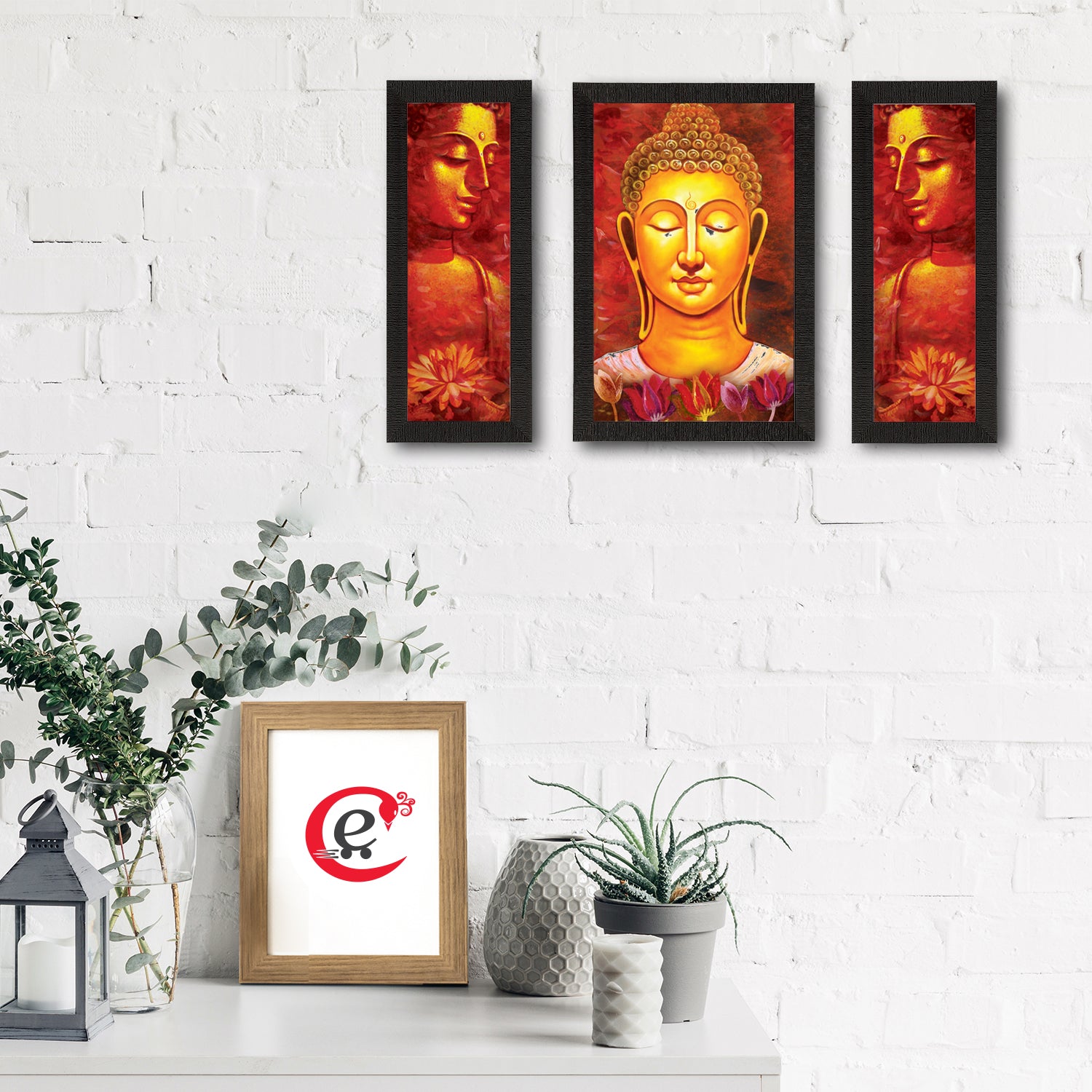 Set of 3 Lord Buddha Satin Matt Texture UV Art Painting 1