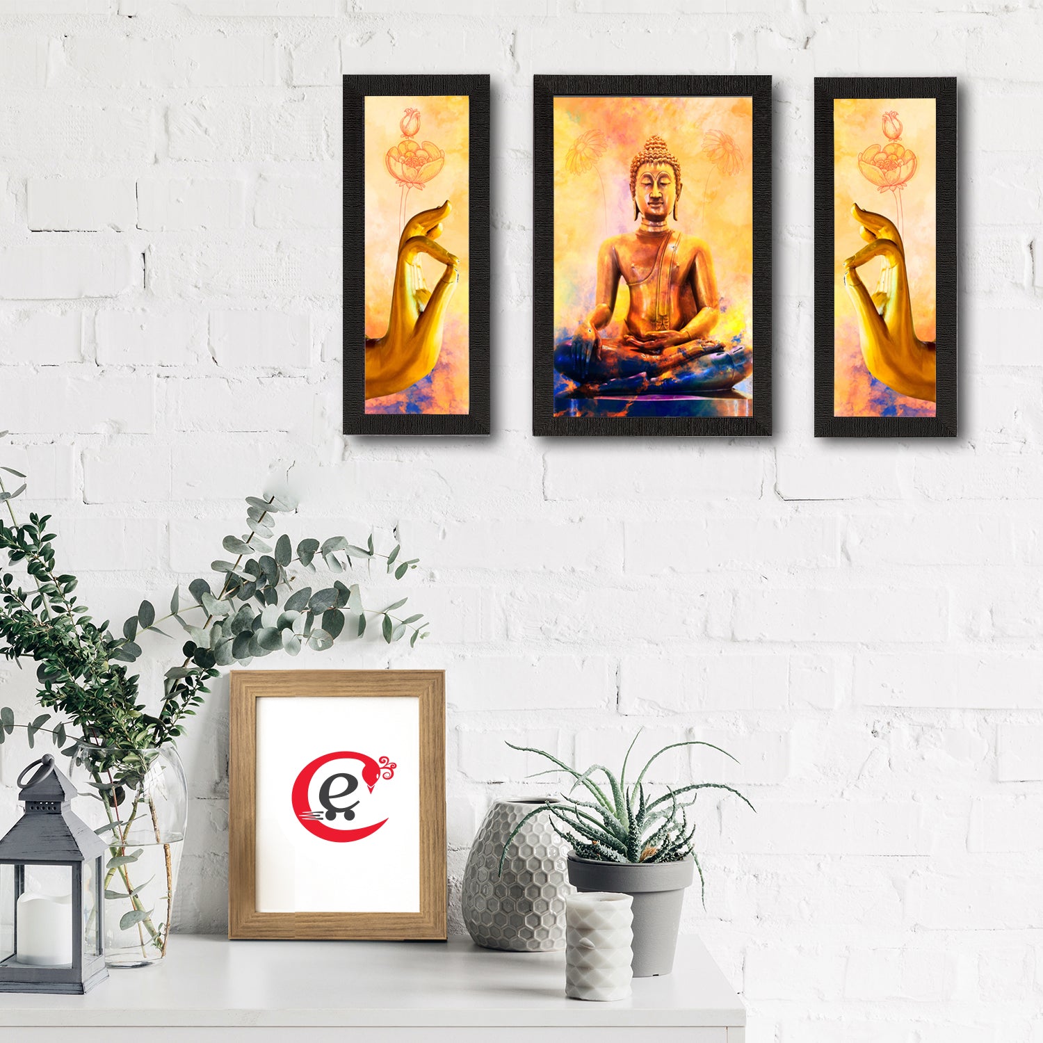 Set of 3 Lord Buddha Satin Matt Texture UV Art Painting 1