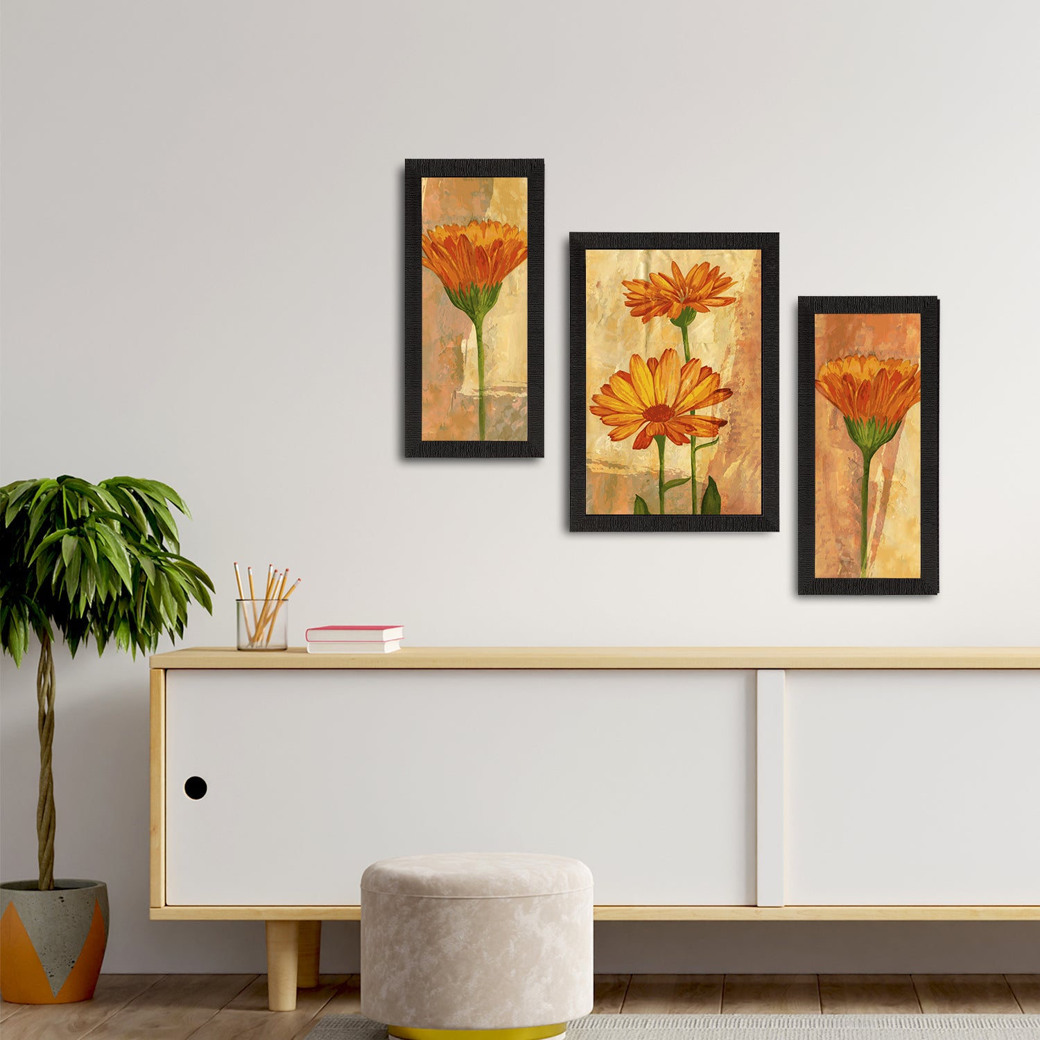 Set of 3 Botanical and Floral Satin Matt Textured UV Art Painting 2
