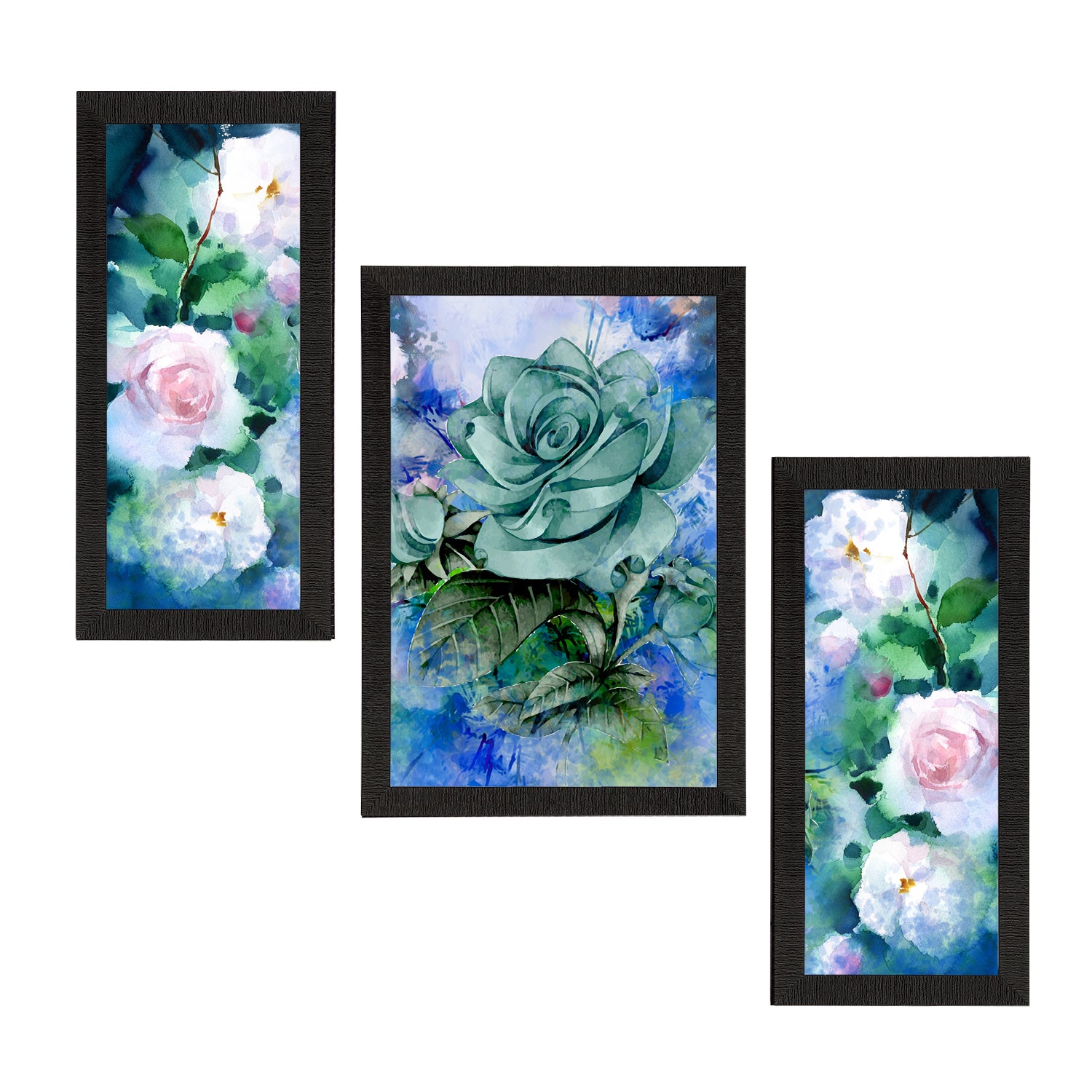Set of 3 Botanical and Floral Satin Matt Textured UV Art Painting