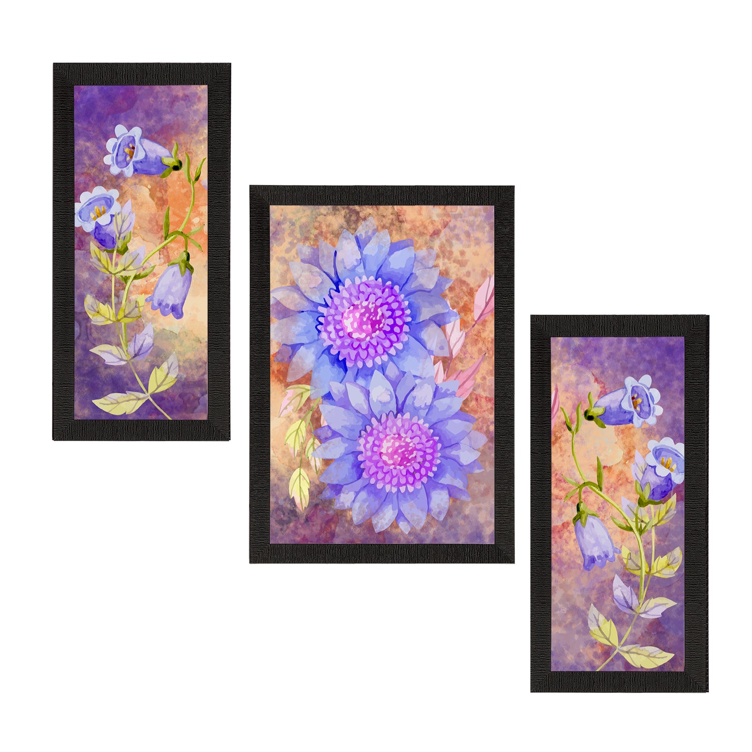 Set of 3 Botanical and Floral Satin Matt Textured UV Art Painting