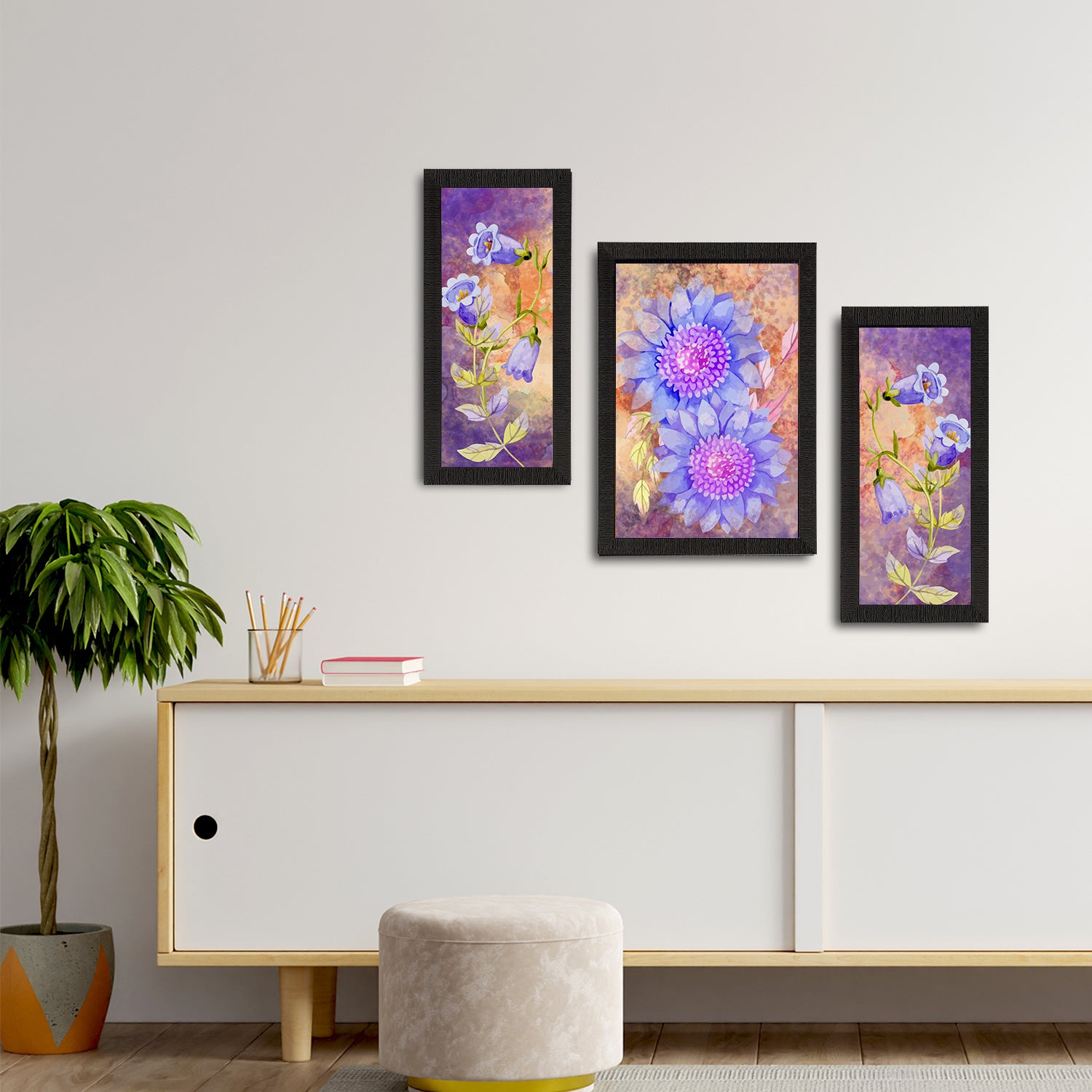 Set of 3 Botanical and Floral Satin Matt Textured UV Art Painting 2