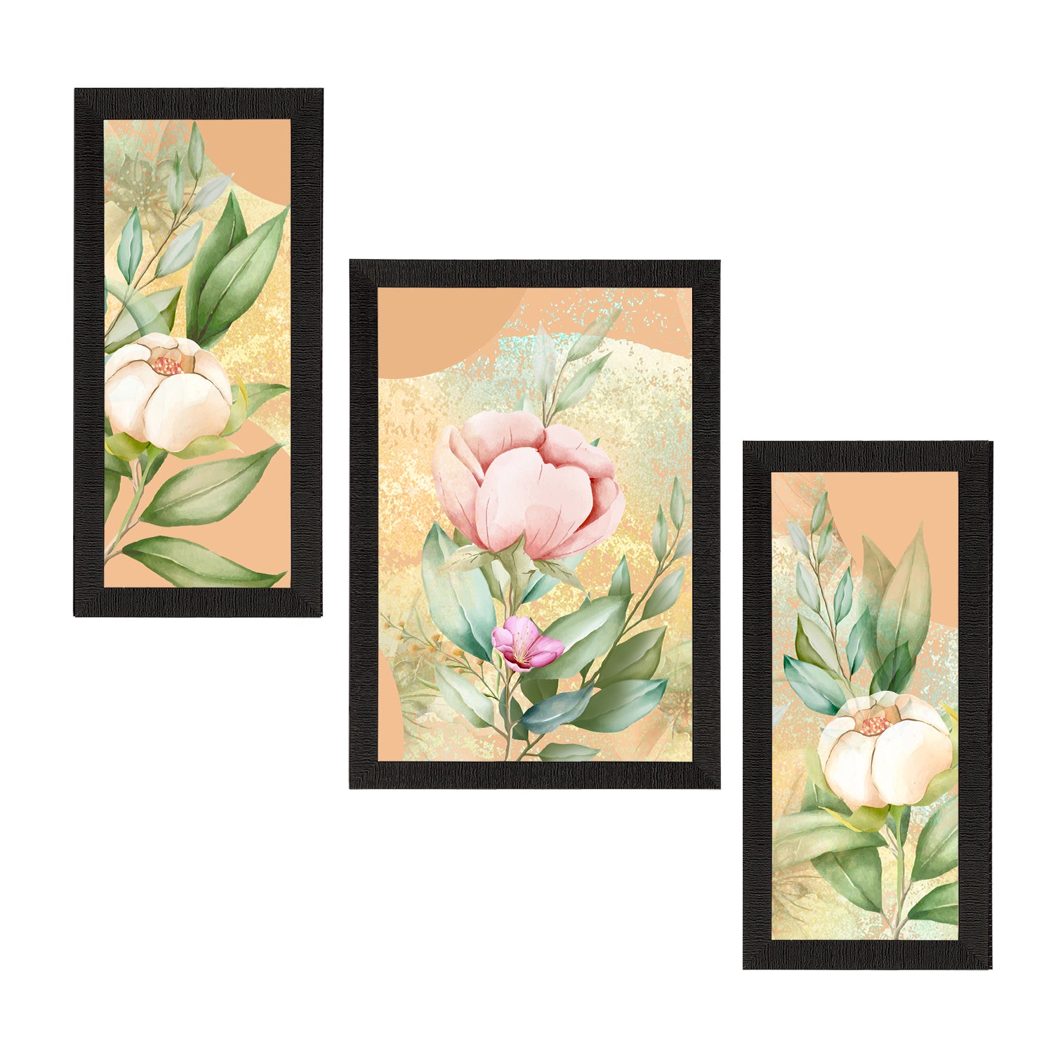 Set of 3 Botanical and Floral Satin Matt Textured UV Art Painting