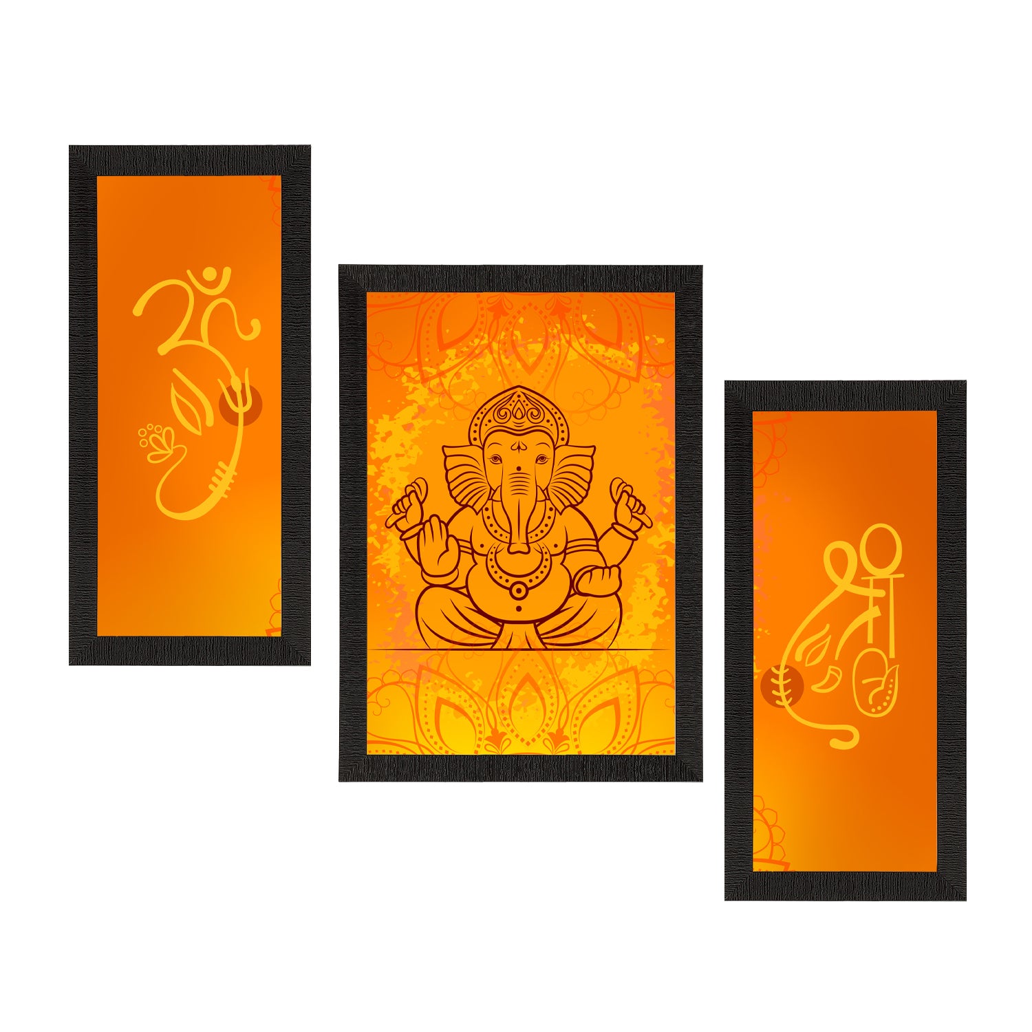 Set of 3 Lord Ganesha Satin Matt Texture UV Art Painting