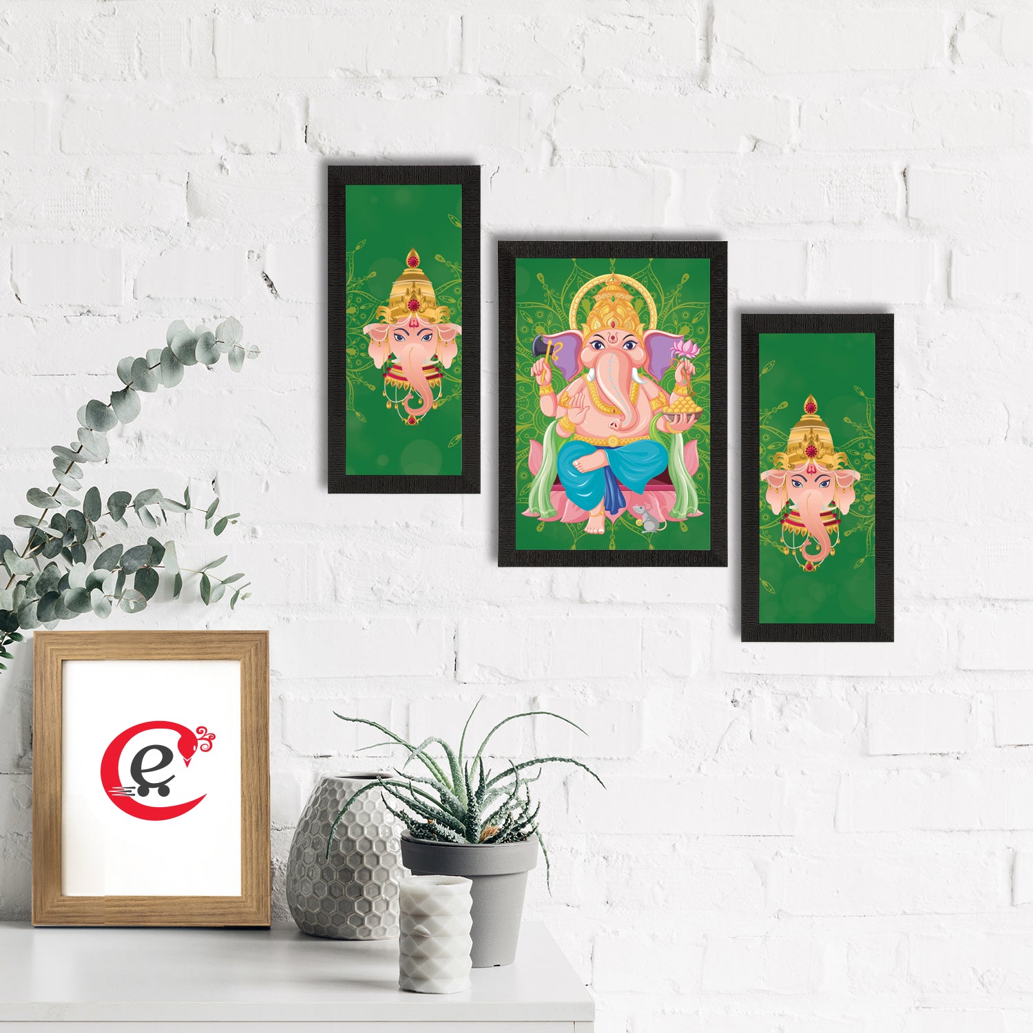 Set of 3 Lord Ganesha Satin Matt Texture UV Art Painting 1