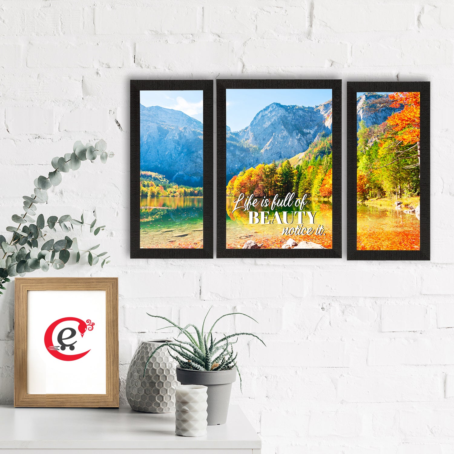 Set of 3 "Life is full of Beauty, Notice it" Beautiful Landscape View Matt Texture UV Art Painting 1