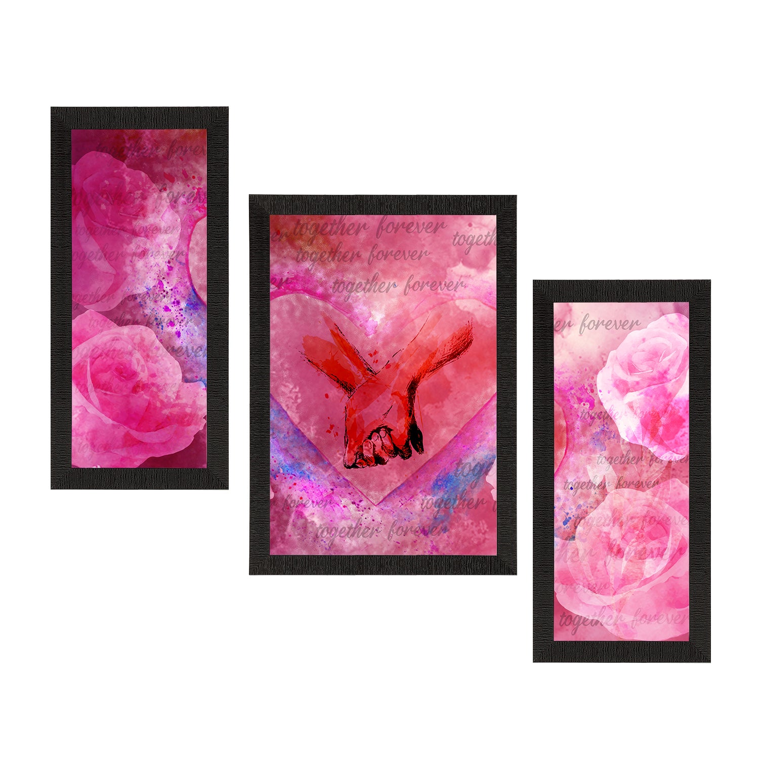 Set of 3 Together Forever Valentine Theme Satin Matt Texture UV Art Painting