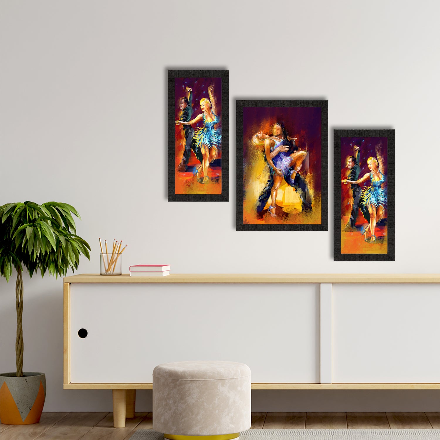 Set of 3 Dancing Couple Satin Matt Texture UV Art Painting 2