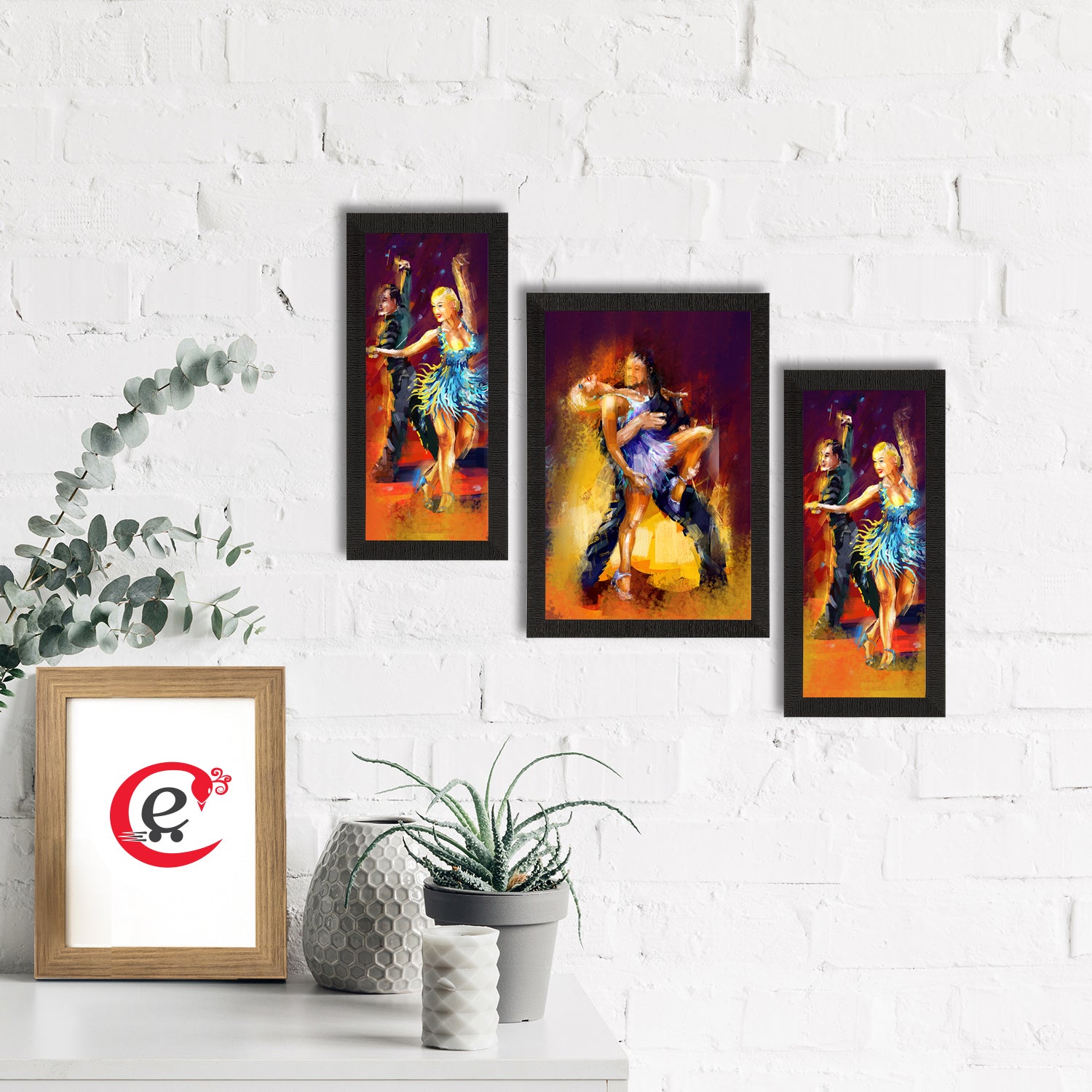 Set of 3 Dancing Couple Satin Matt Texture UV Art Painting 1