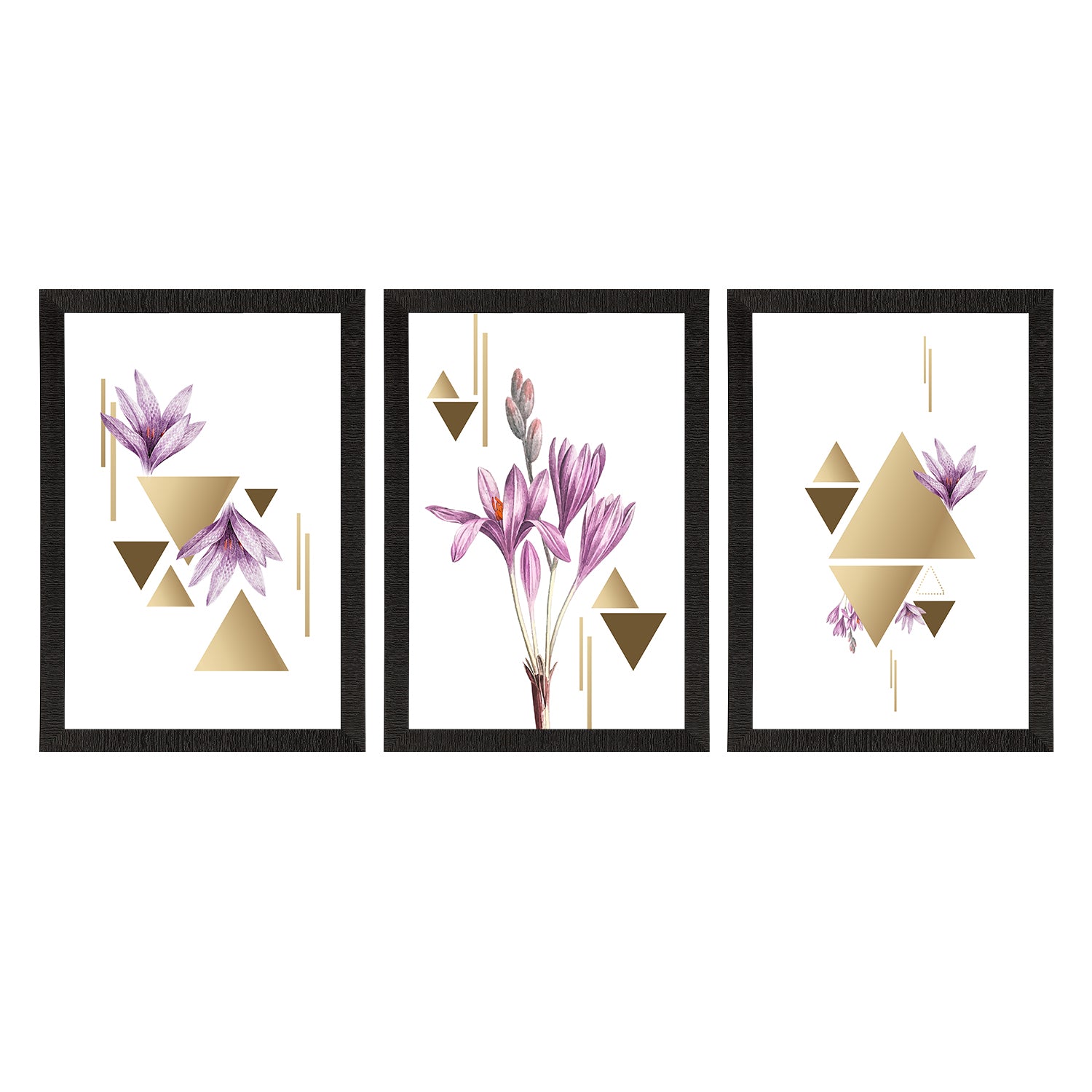 Abstract Triangle Design Set of 3 Satin Matt Texture UV Art Painting