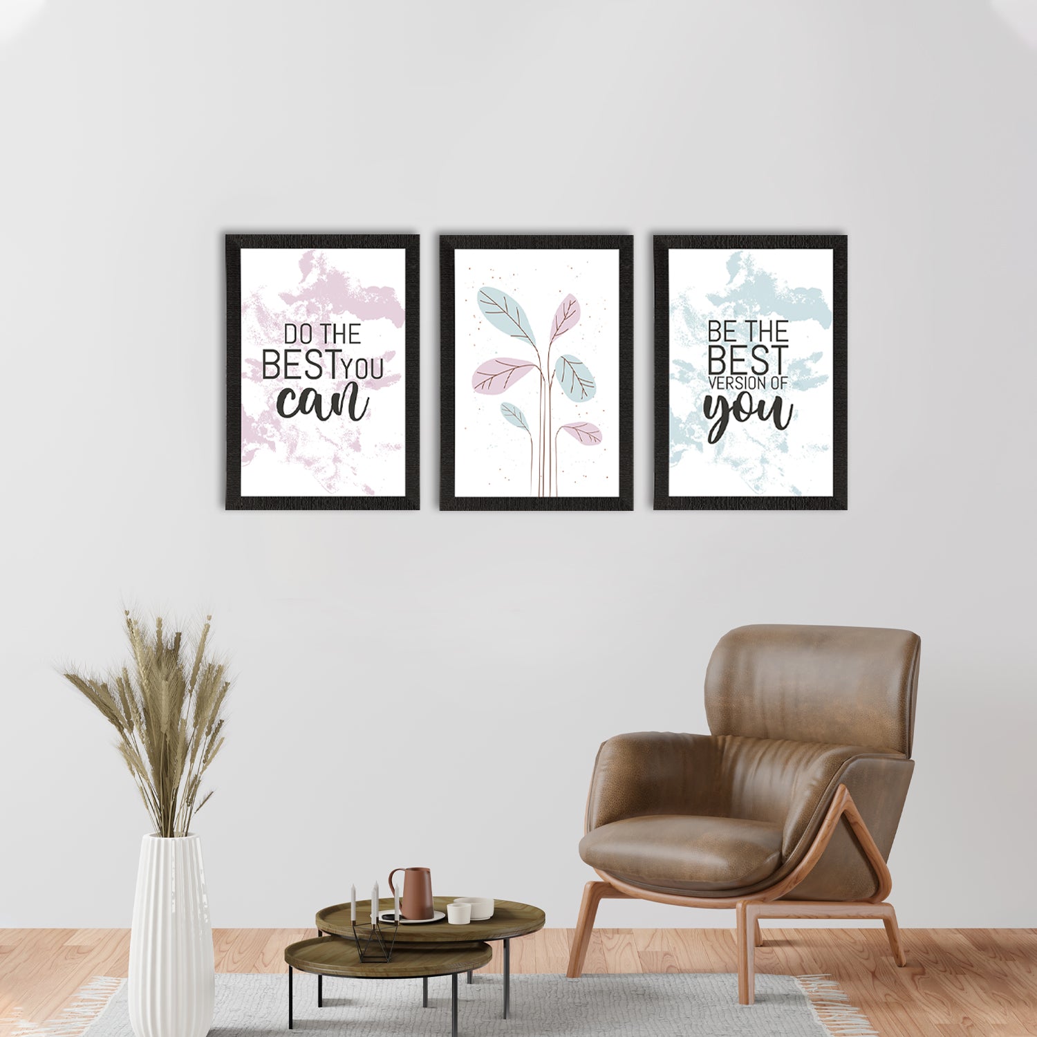 Set of 3 "Do the best you can" Motivational Quote Satin Matt Texture UV Art Painting 1