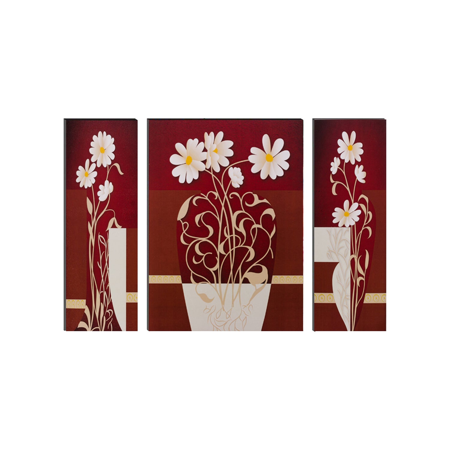 6MM MDF Set of 3 Botanical Floral Satin Matt Texture UV Art Painting