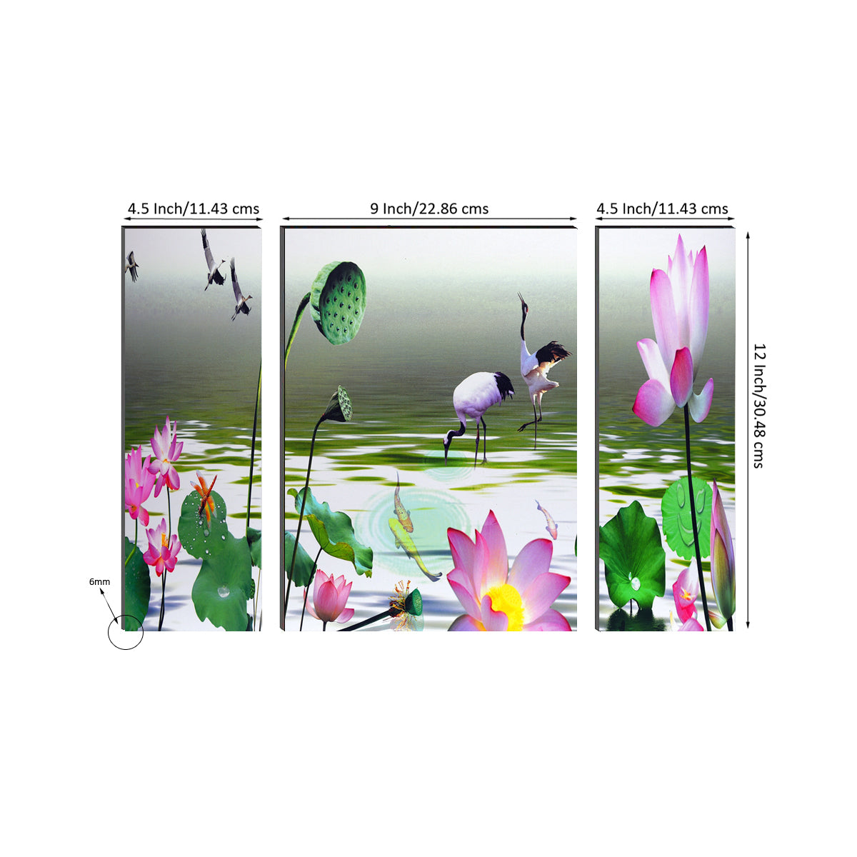 6MM MDF Set of 3 Botanical Floral Satin Matt Texture UV Art Painting 2