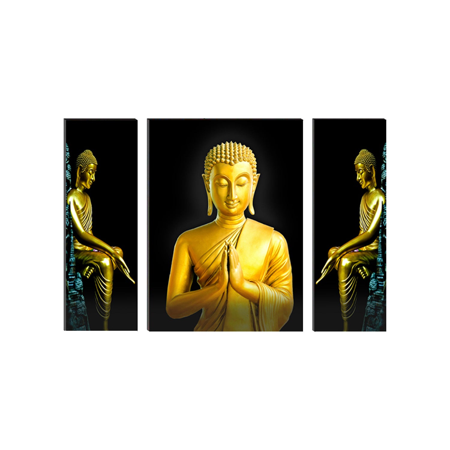 6MM MDF Set of 3 Lord Buddha Satin Matt Texture UV Art Painting