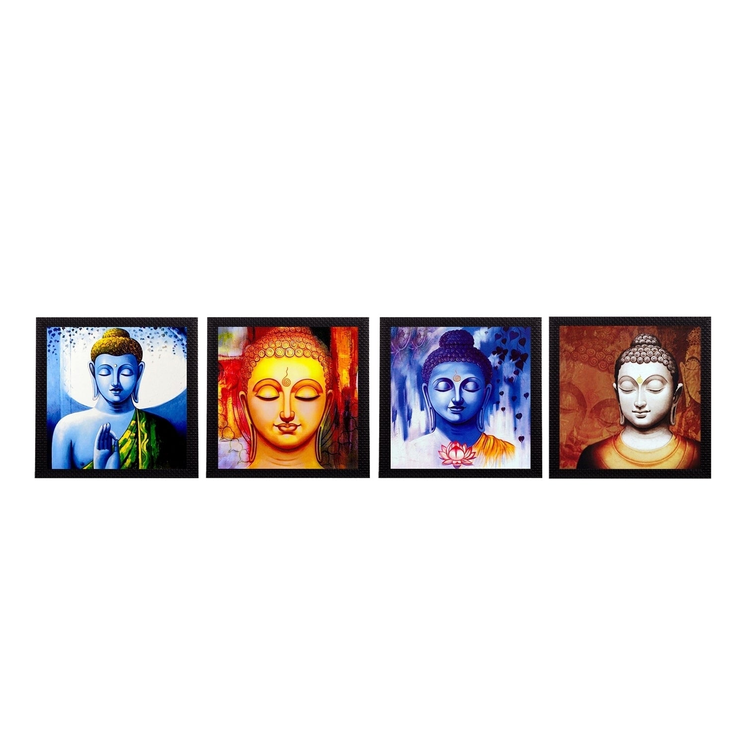 Set Of 4 Lord Buddha Satin Matt Texture UV Art Painting