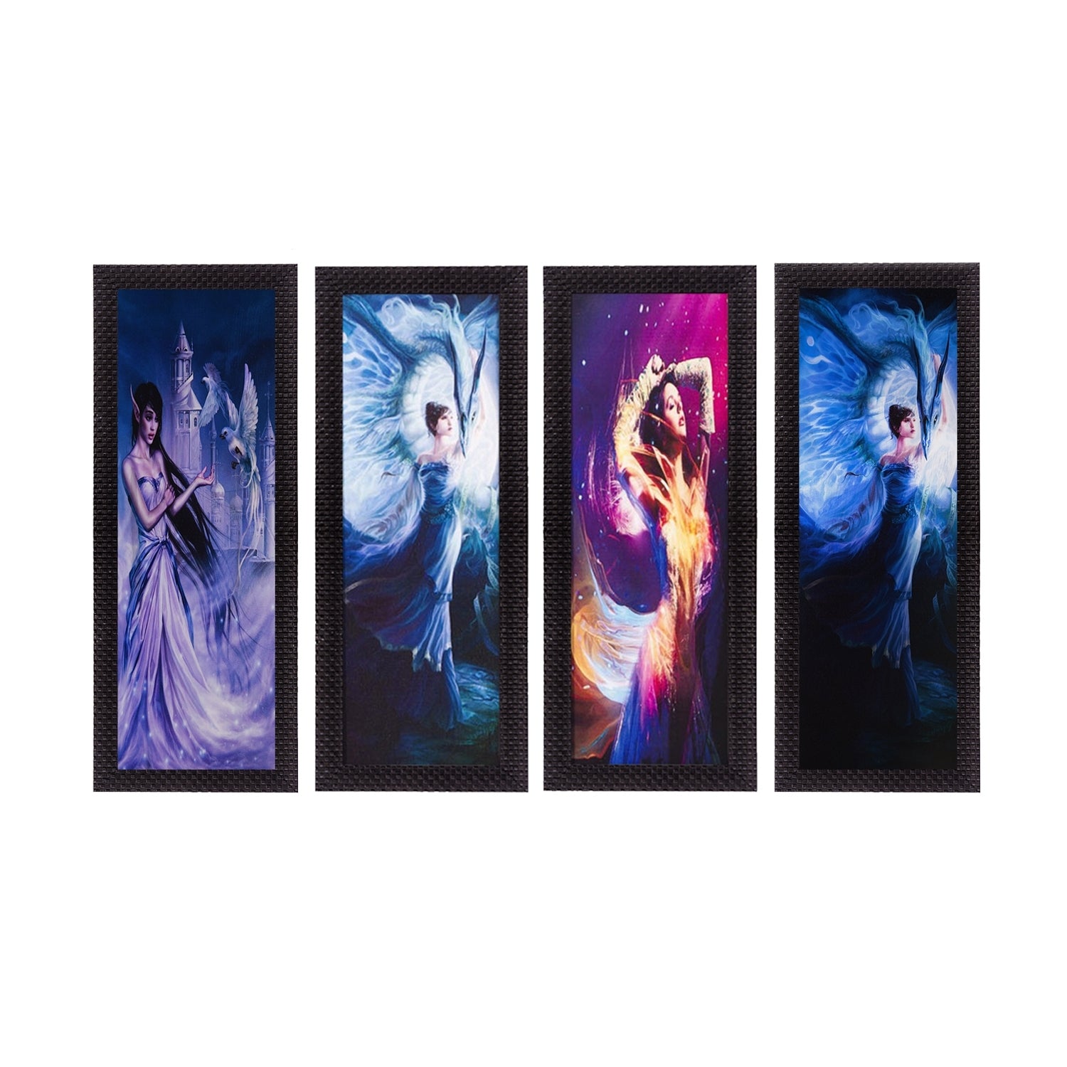 Set Of 4 Dancing Angels Satin Matt Texture UV Art Painting
