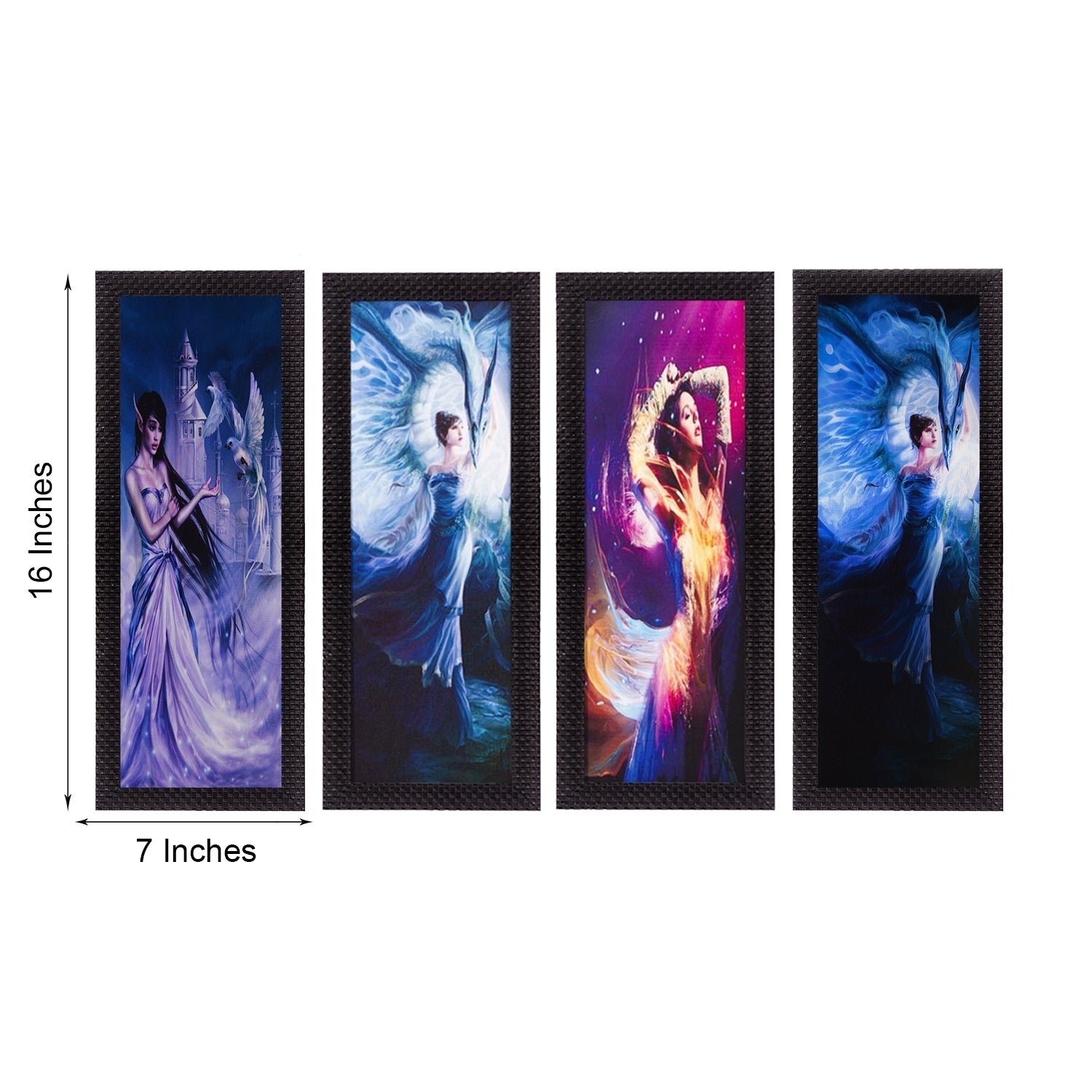 Set Of 4 Dancing Angels Satin Matt Texture UV Art Painting 2