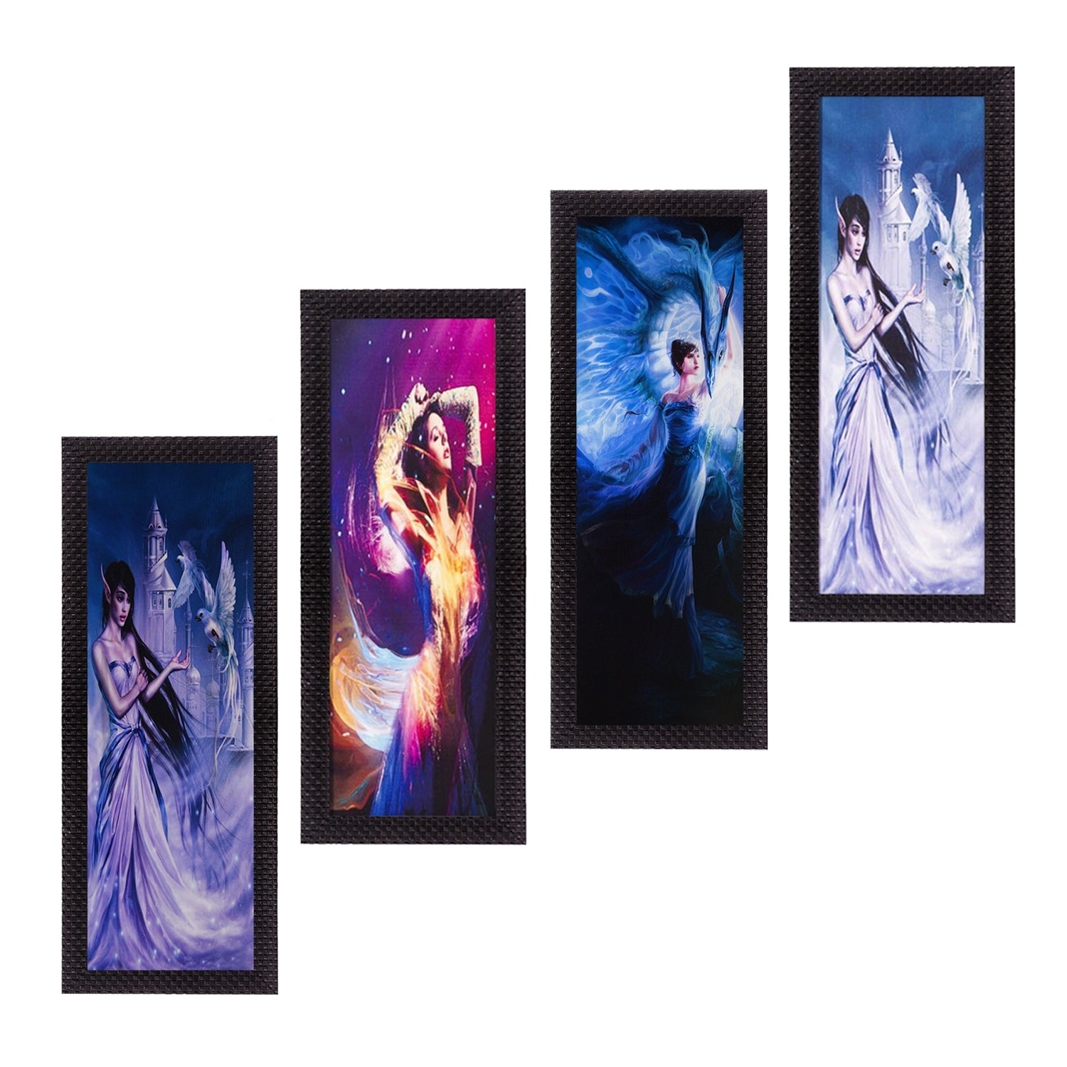 Set Of 4 Dancing Angels Satin Matt Texture UV Art Painting