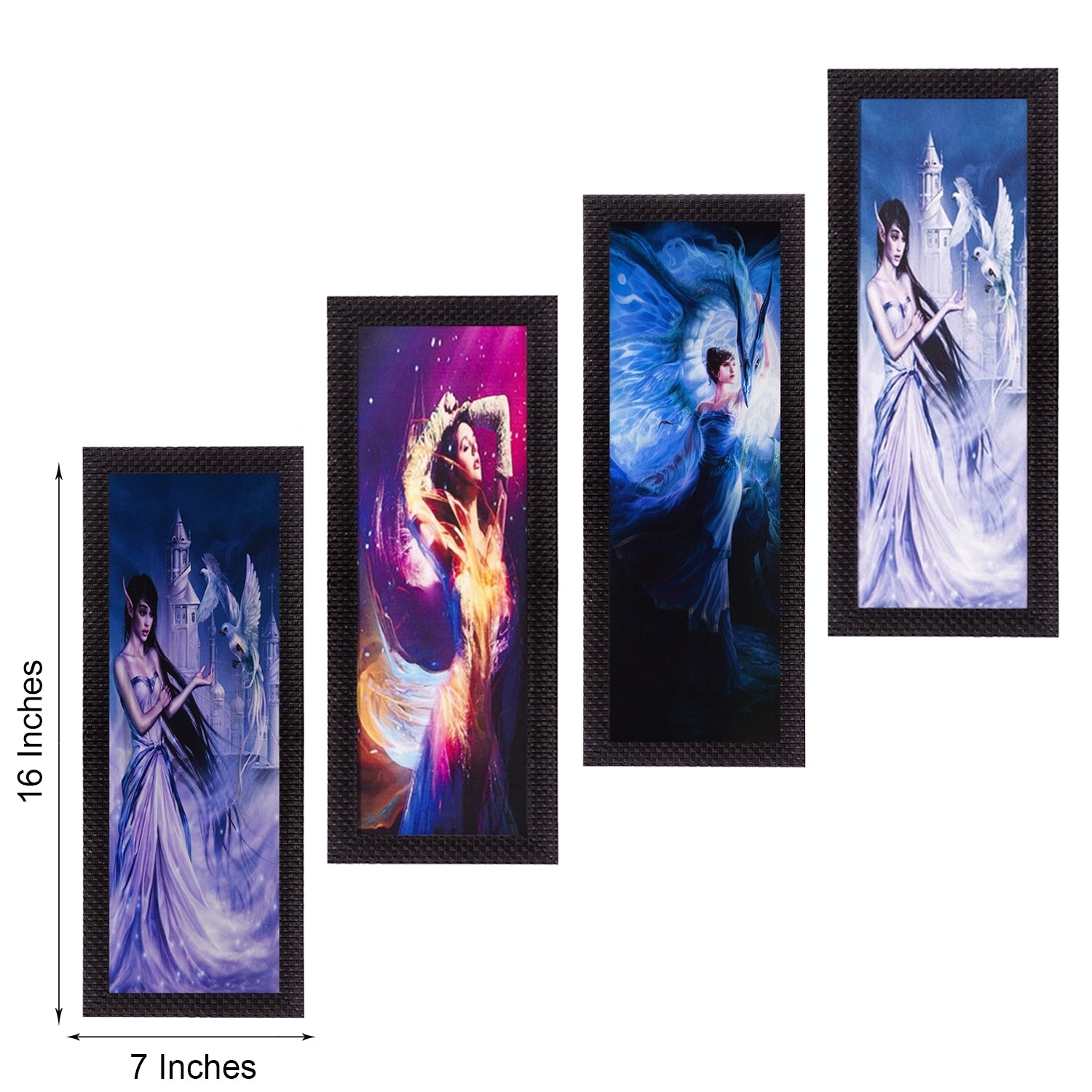 Set Of 4 Dancing Angels Satin Matt Texture UV Art Painting 2