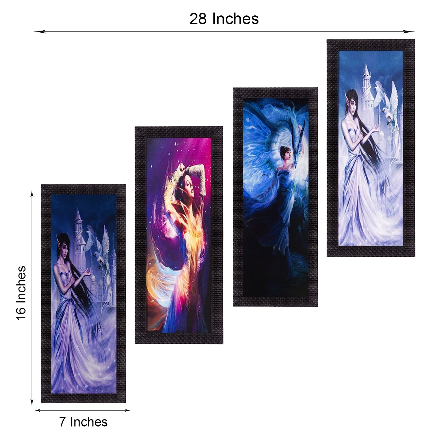 Set Of 4 Dancing Angels Satin Matt Texture UV Art Painting 3