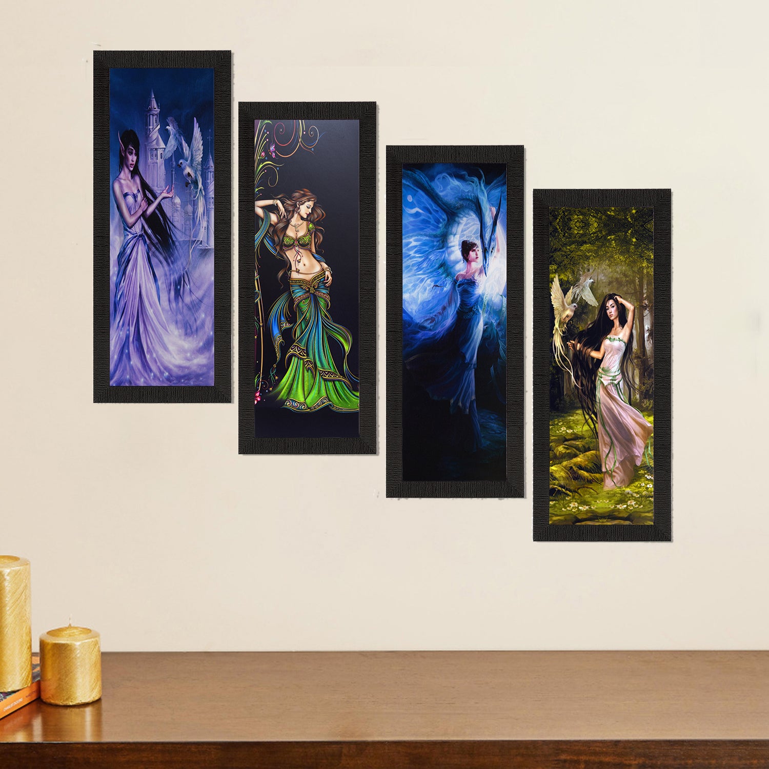 Set Of 4 Dancing Angels Satin Matt Texture UV Art Painting 1
