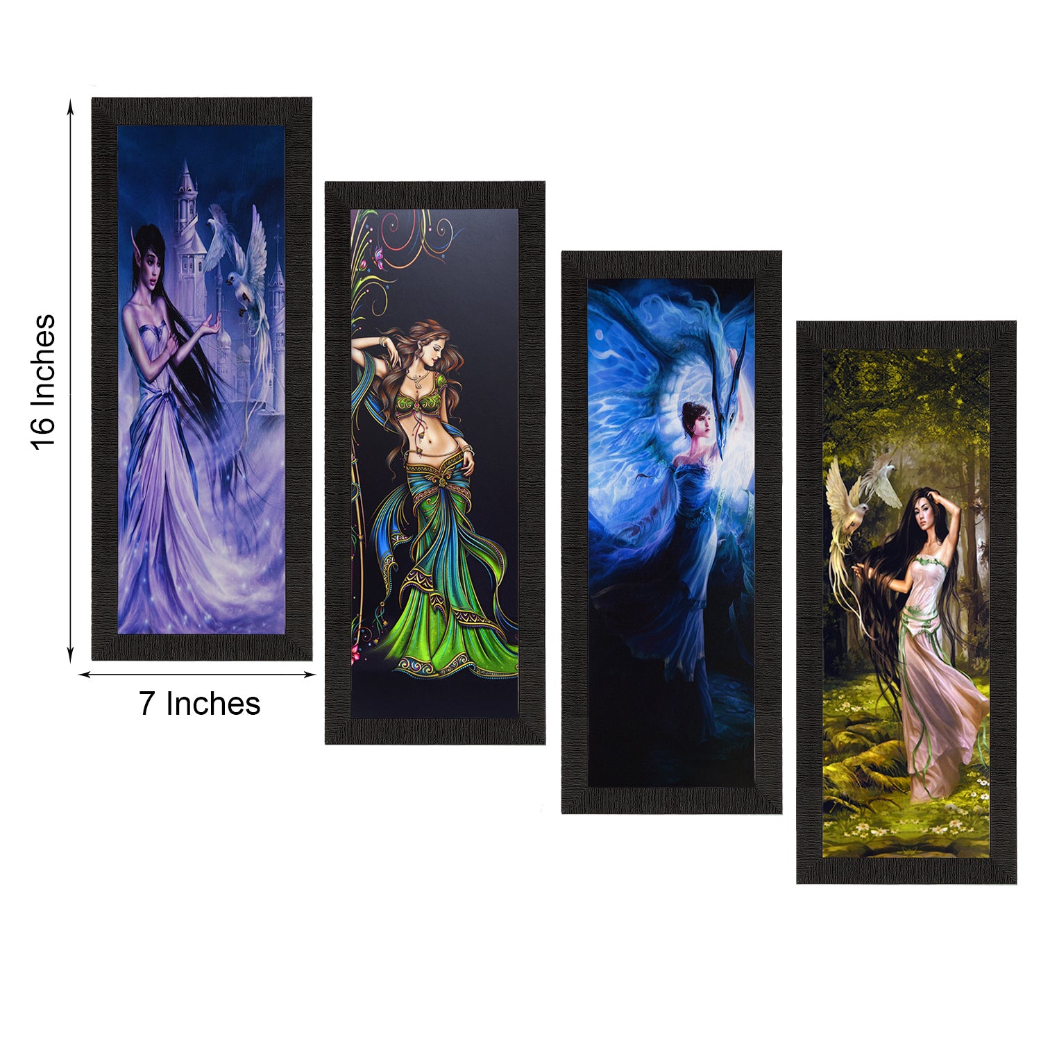 Set Of 4 Dancing Angels Satin Matt Texture UV Art Painting 3