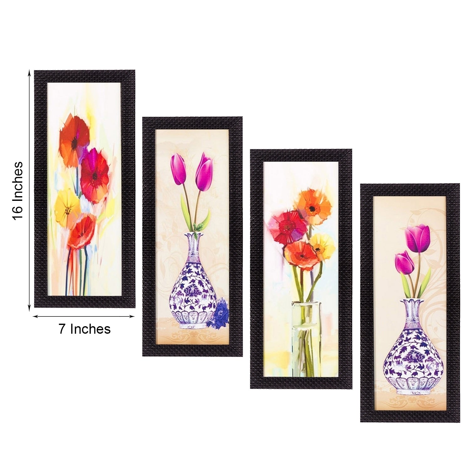 Set Of 4 Botanical Floral Pots Satin Matt Texture UV Art Painting 2