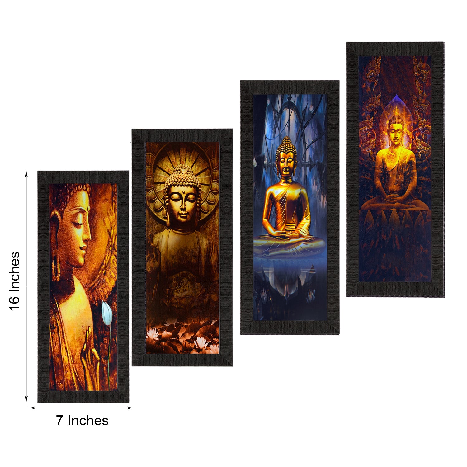 Set Of 4 Lord Buddha Satin Matt Texture UV Art Painting 3