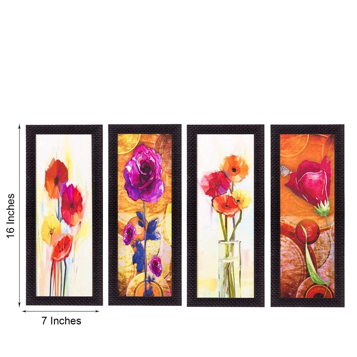 Set Of 4 Botanical Floral Pots Satin Matt Texture UV Art Painting 2