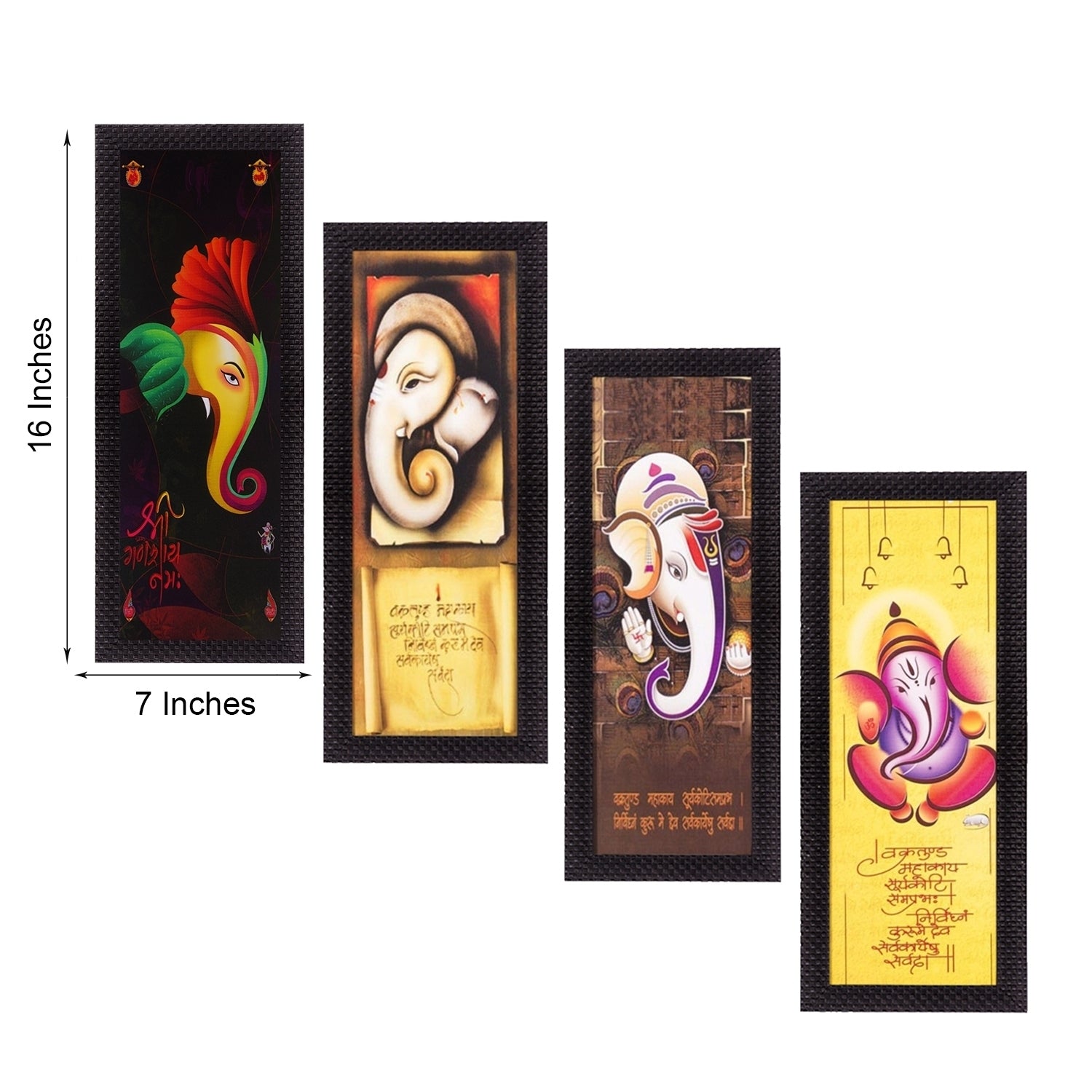 Set Of 4 Lord Ganesha Satin Matt Texture UV Art Painting 2