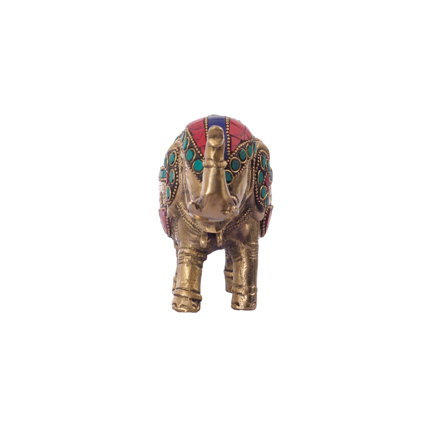 Stone Studded Brass Elephant Statue Animal Figurines 4