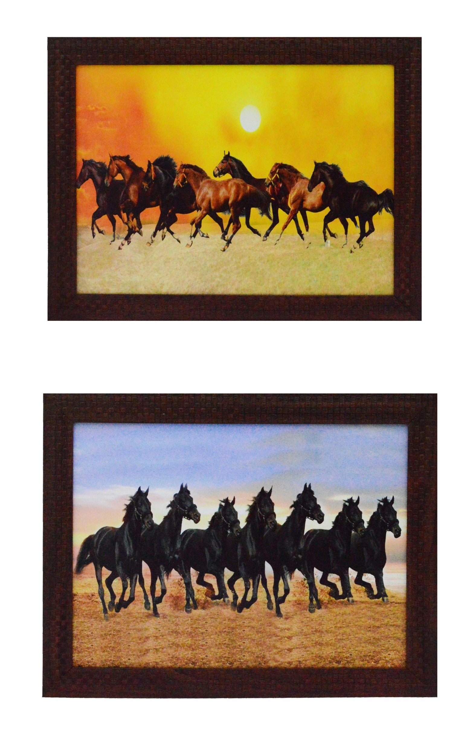 Set of 2 Running Horses Satin Matt Texture UV Art Painting