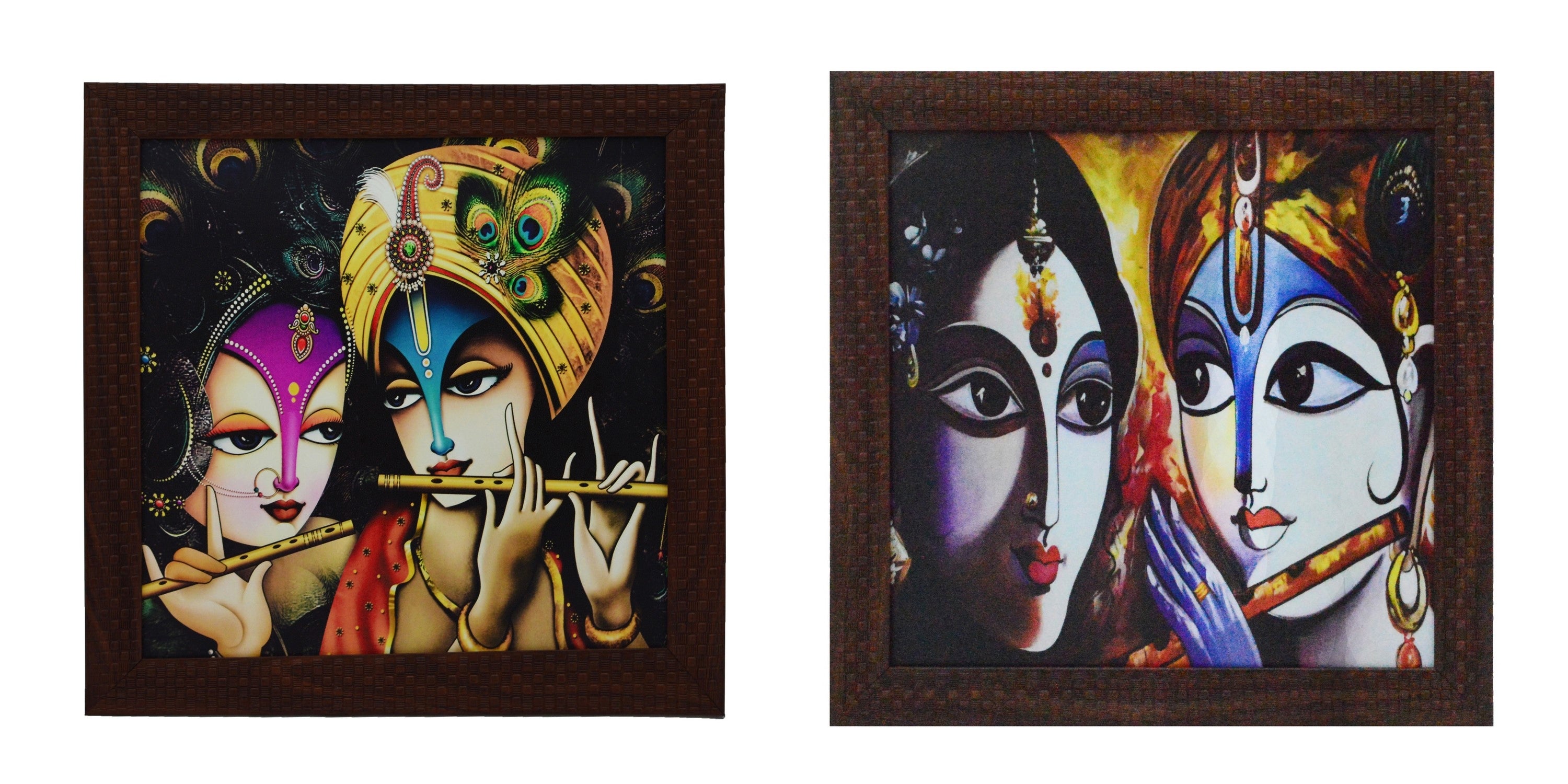 Set of 2 Radha Krishna Satin Matt Texture UV Art Painting