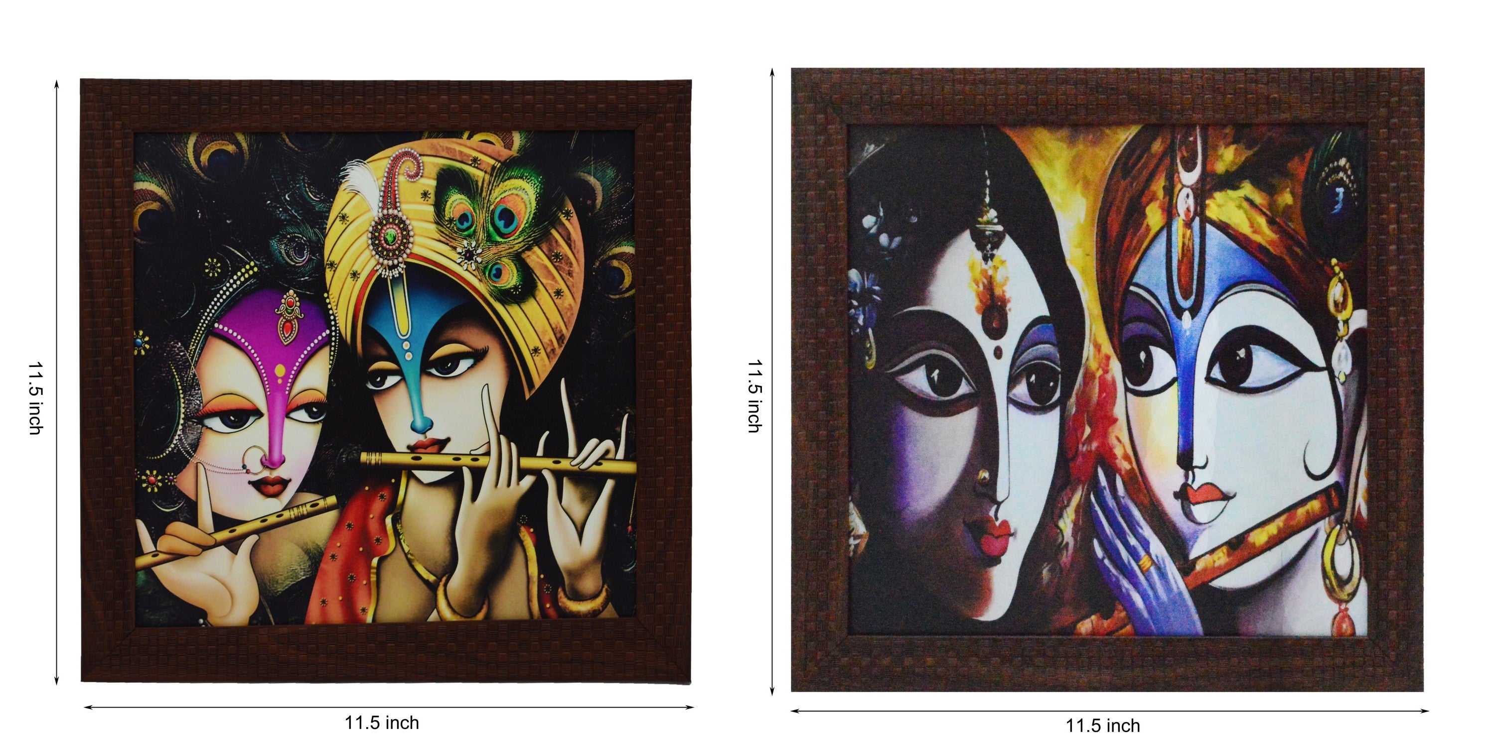 Set of 2 Radha Krishna Satin Matt Texture UV Art Painting 2