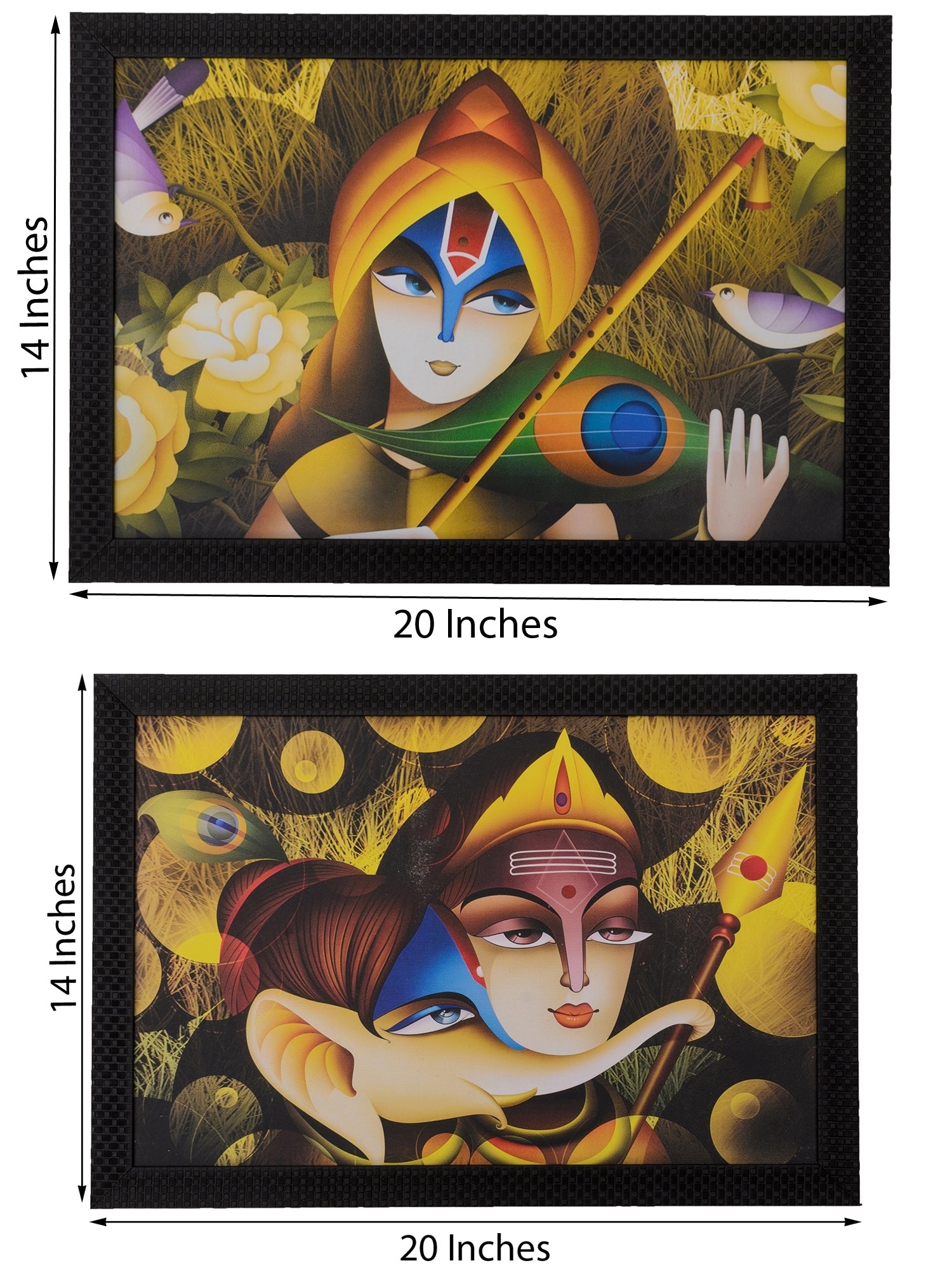 Set of 2 Radha Krishna Themed Satin Matt Texture UV Art Painting 2
