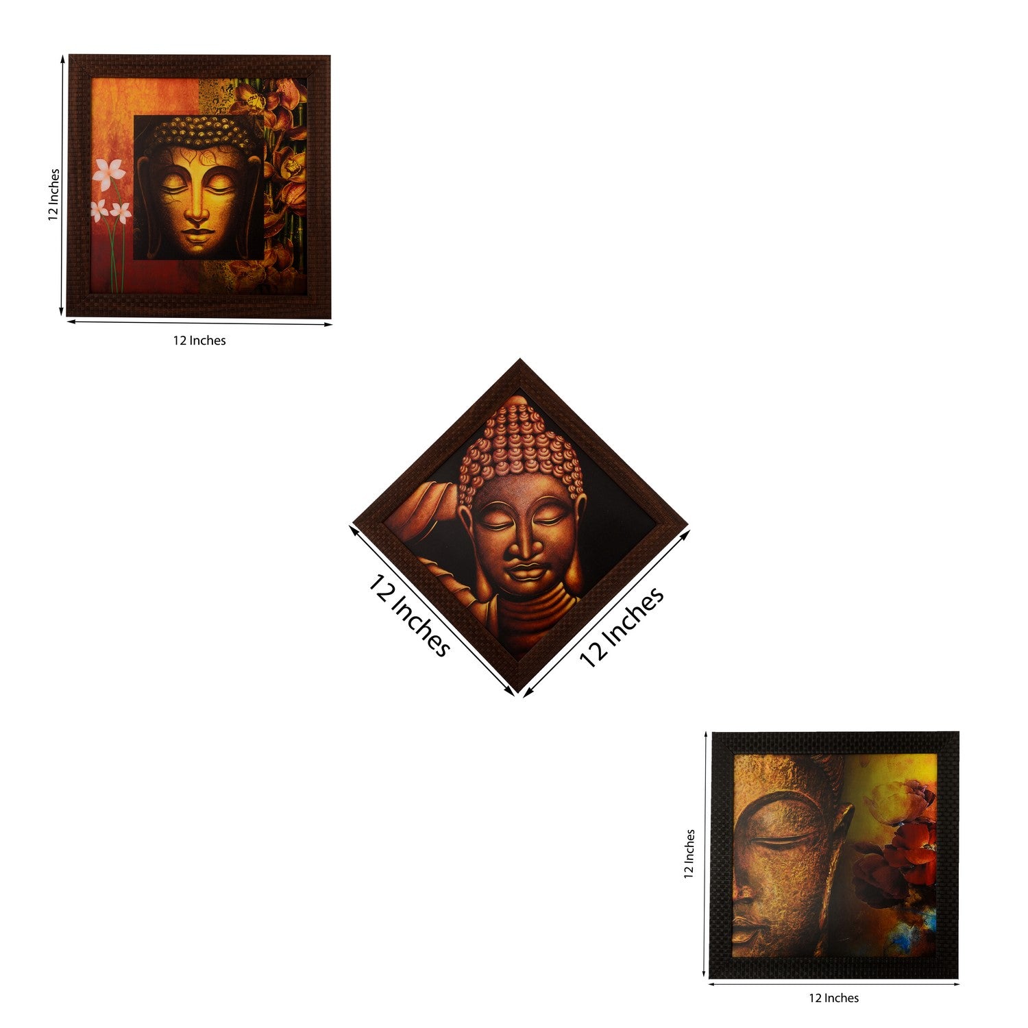 Set of 3 Meditating Buddha Satin Matt Texture UV Art Painting 2