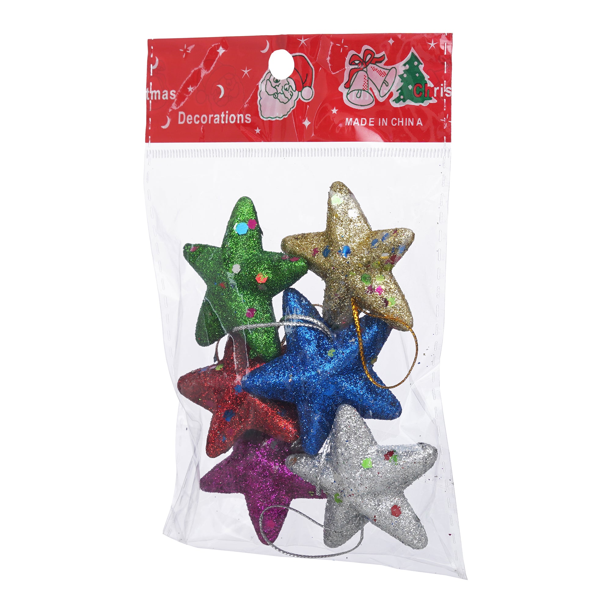 eCraftIndia Multicolor Glittering Xmas Stars for Decorating Christmas Tree and Hanging on Walls, Doors Set of 5 Pieces 5