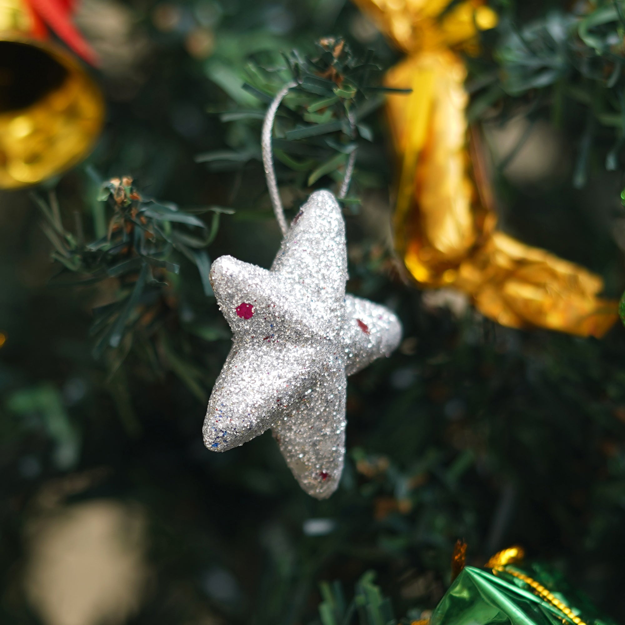 eCraftIndia Multicolor Glittering Xmas Stars for Decorating Christmas Tree and Hanging on Walls, Doors Set of 5 Pieces 7